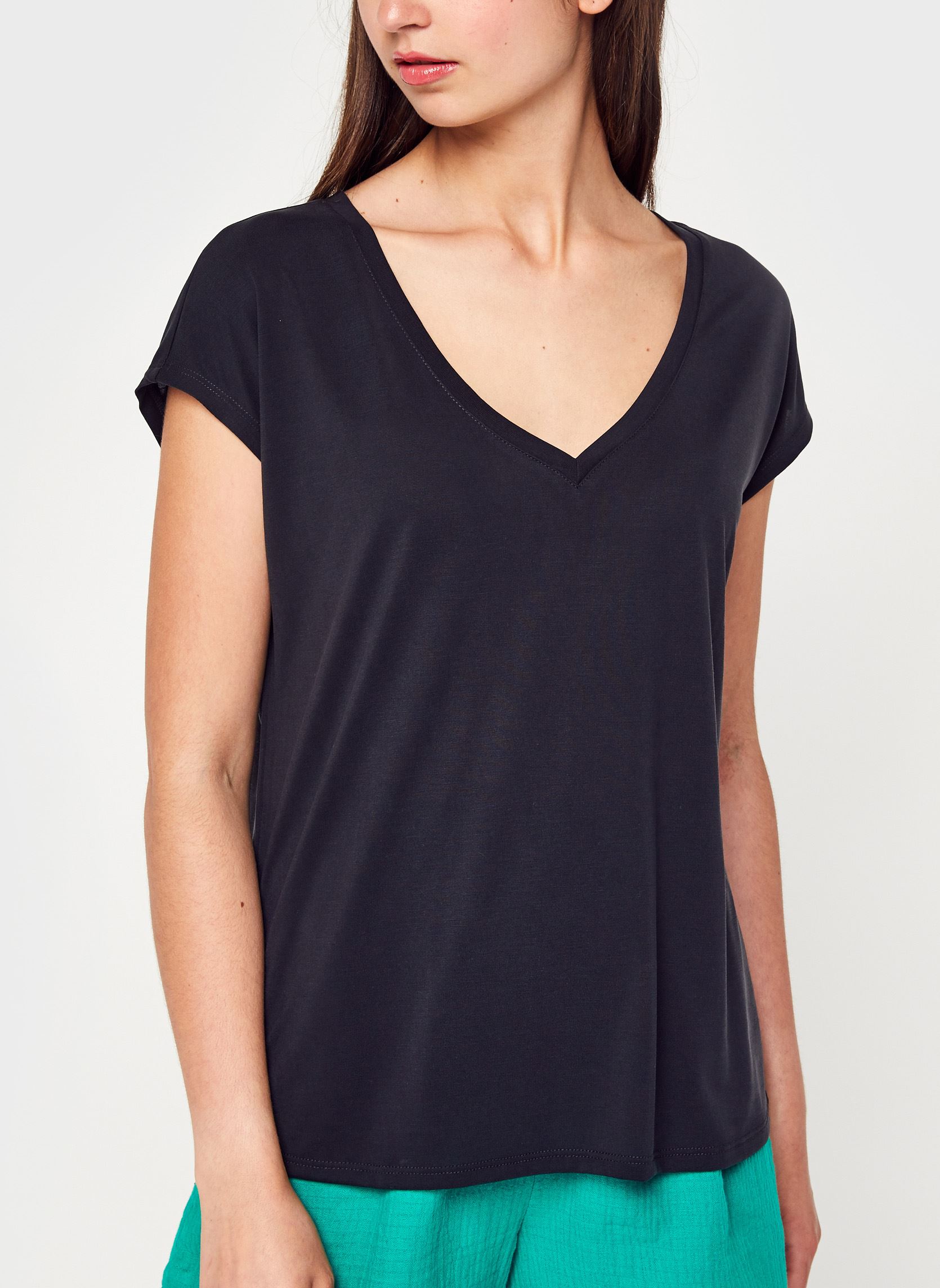 Tee-shirts Vimodala V-Neck S/S Top/Su - Noos femme noir Vila Tee-shirts Vimodala V-Neck S/S Top/Su - Noos femme noir BLACK