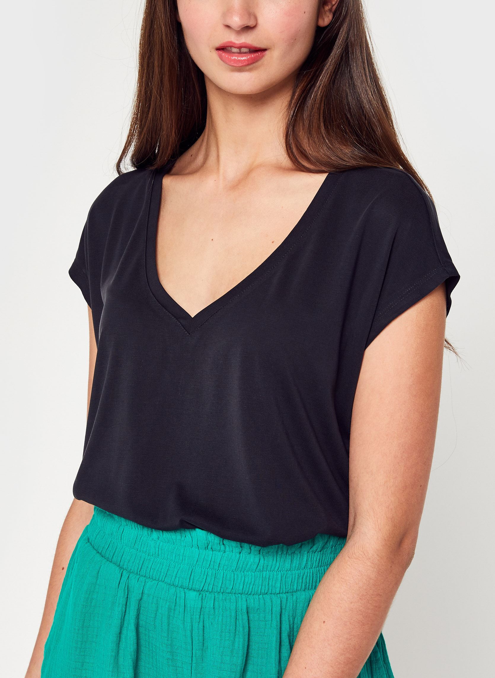 Tee-shirts Vimodala V-Neck S/S Top/Su - Noos femme noir Vila Tee-shirts Vimodala V-Neck S/S Top/Su - Noos femme noir BLACK