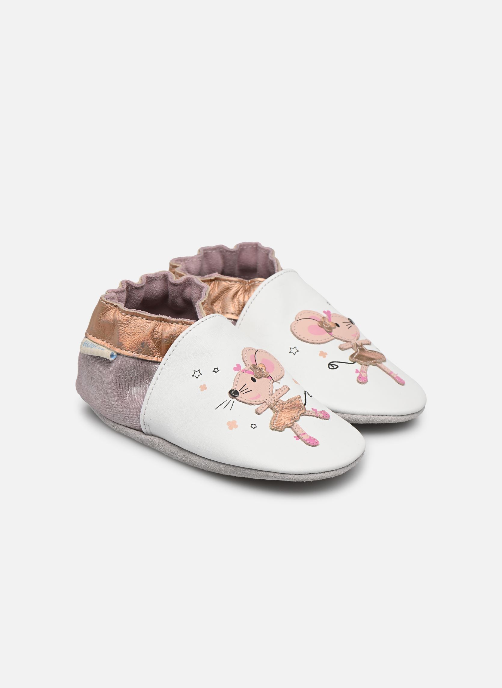 Hausschuhe Dancing Mouse mädchen weiß Robeez Hausschuhe Dancing Mouse mädchen weiß BLANC ROSE GLITTER