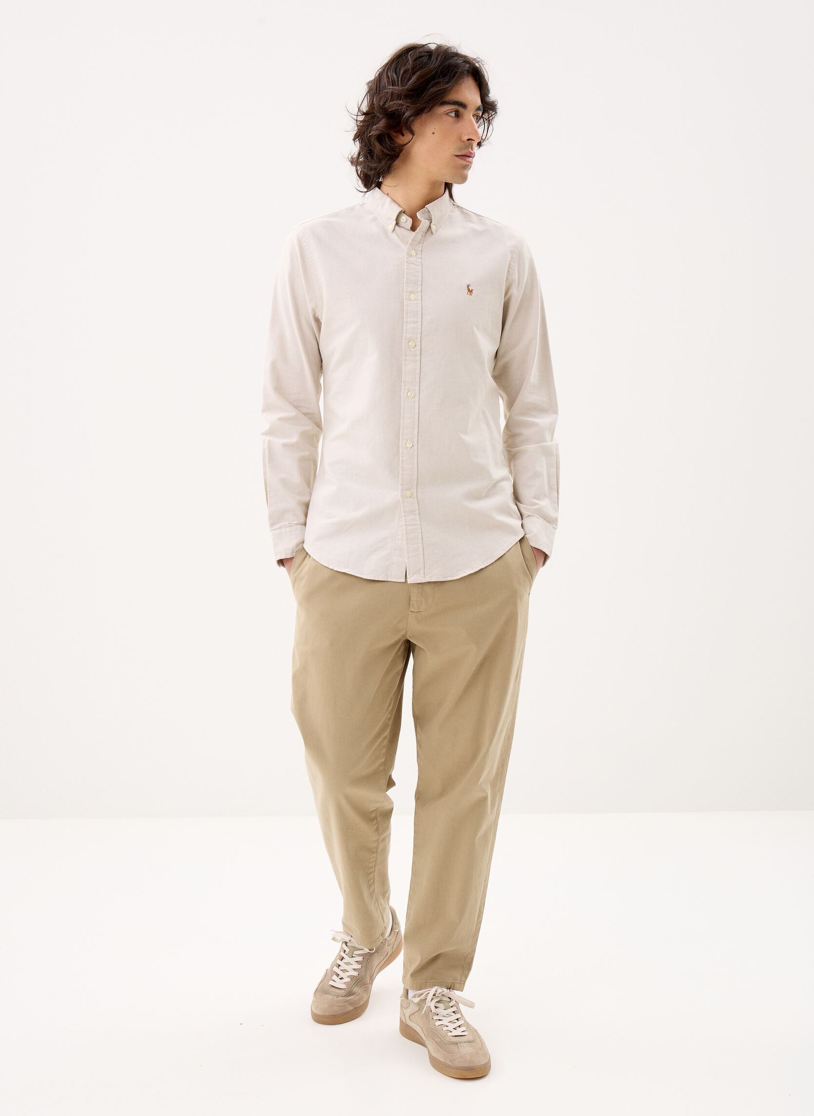 Chemises Chemise Oxford Cintrée 710792161 homme beige Polo Ralph Lauren Chemises Chemise Oxford Cintrée 710792161 homme beige COASTAL BEIGE