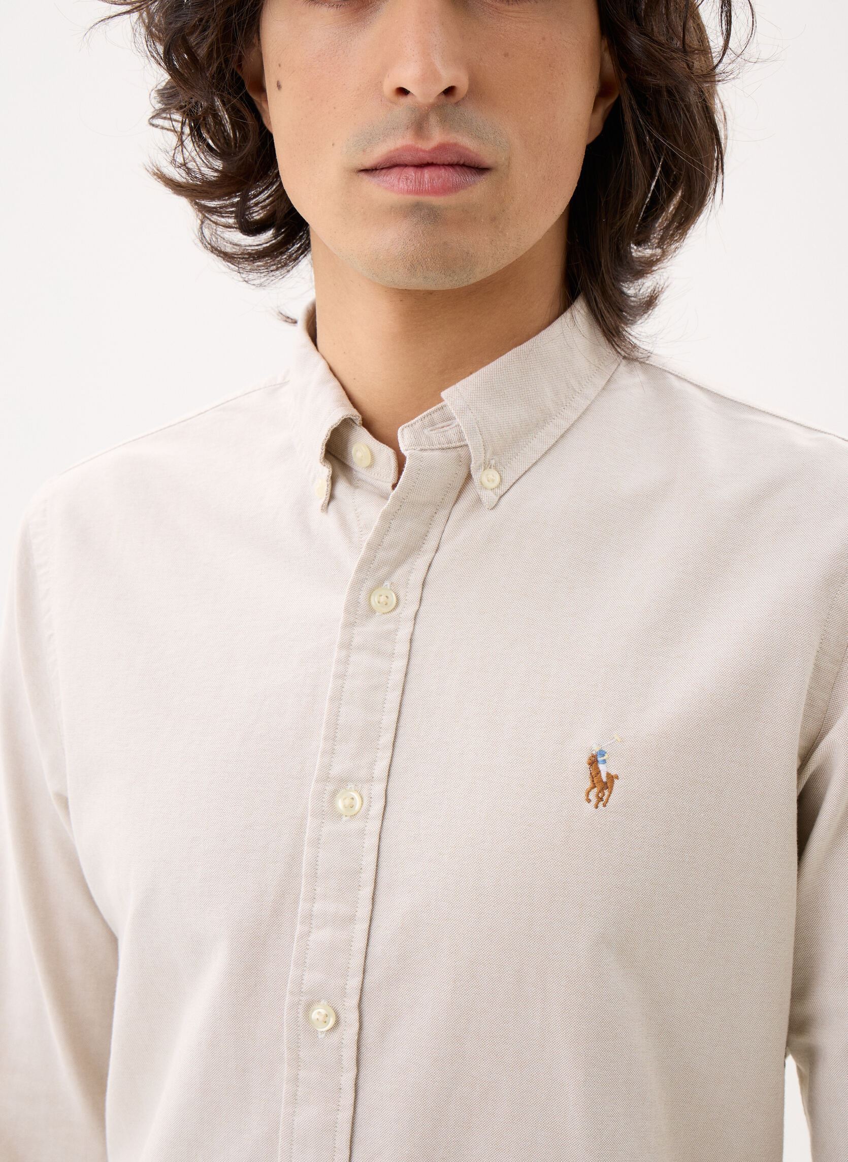Chemises Chemise Oxford Cintrée 710792161 homme beige Polo Ralph Lauren Chemises Chemise Oxford Cintrée 710792161 homme beige COASTAL BEIGE