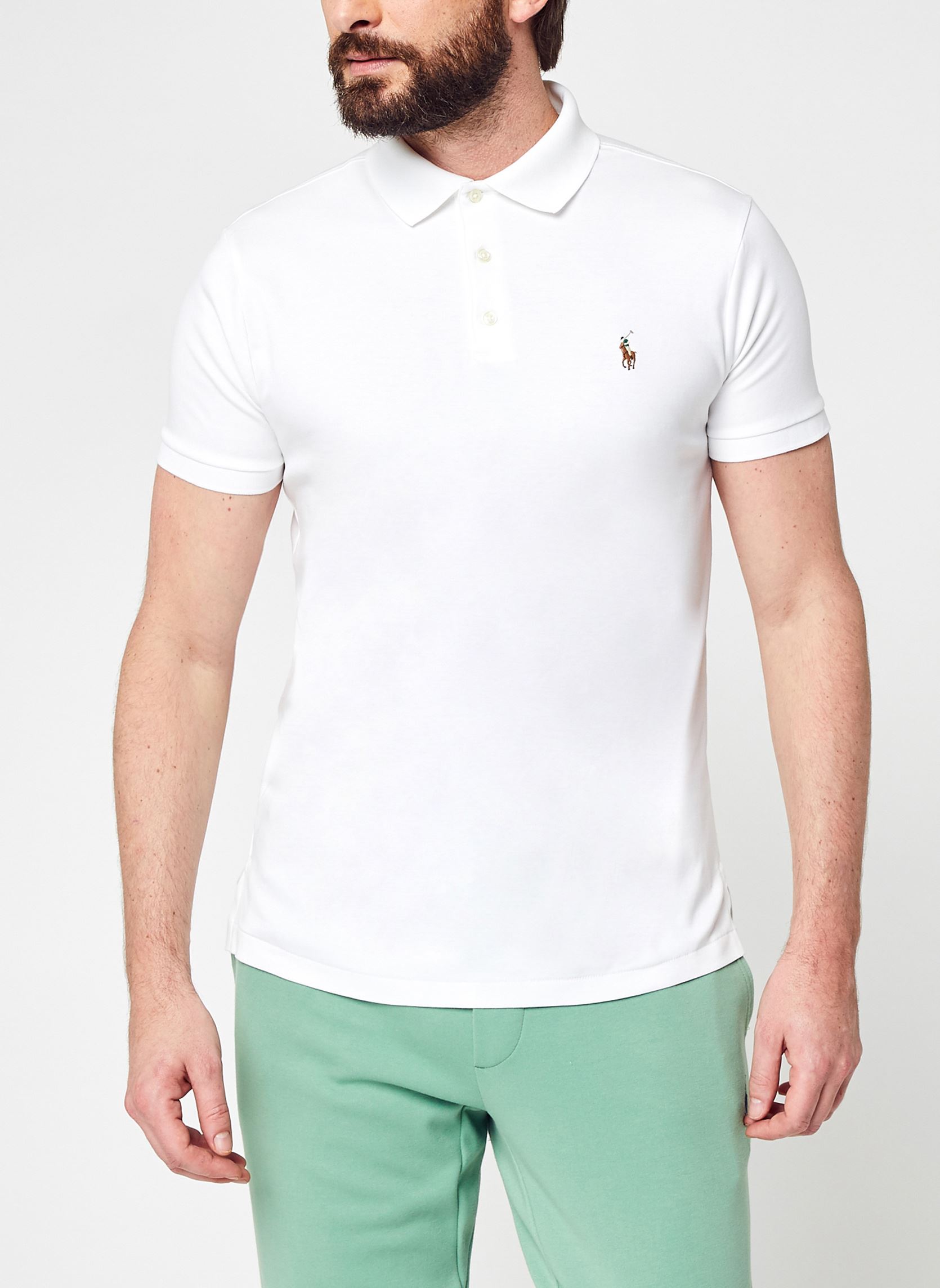 Polos Polo ajusté en coton doux 710713130 homme blanc Polo Ralph Lauren Polos Polo ajusté en coton doux 710713130 homme blanc WHITE