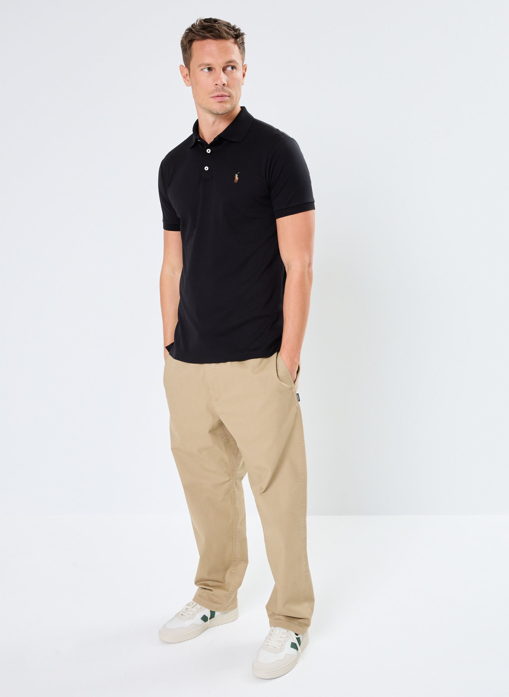 Polos Polo ajusté en coton doux 710713130 homme noir Polo Ralph Lauren Polos Polo ajusté en coton doux 710713130 homme noir POLO BLACK