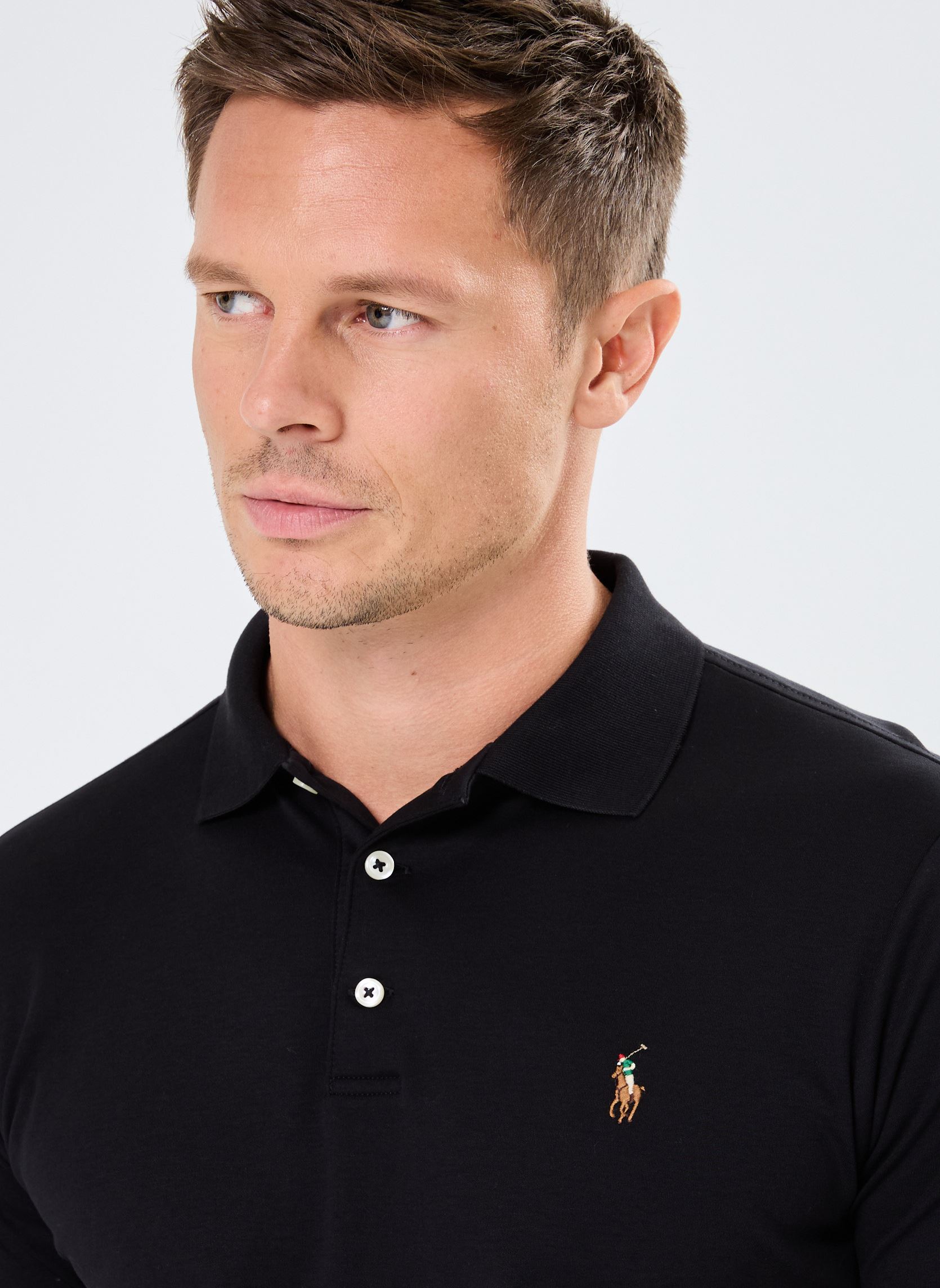 Polos Polo ajusté en coton doux 710713130 homme noir Polo Ralph Lauren Polos Polo ajusté en coton doux 710713130 homme noir POLO BLACK
