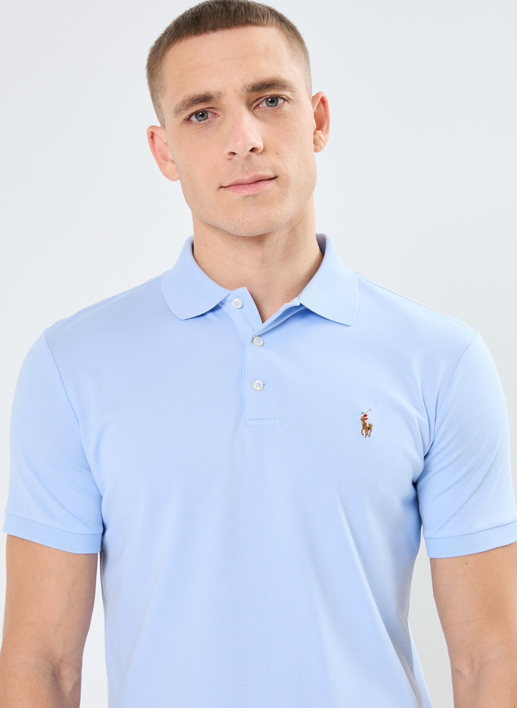 Polos Polo ajusté en coton doux 710713130 homme bleu Polo Ralph Lauren Polos Polo ajusté en coton doux 710713130 homme bleu OFFICE BLUE