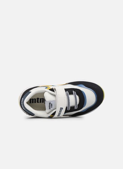 Sneakers Per Bambino E Ragazzo, Bianche, In Neoprene, Con Baffo Blu Posteriore Manfredi