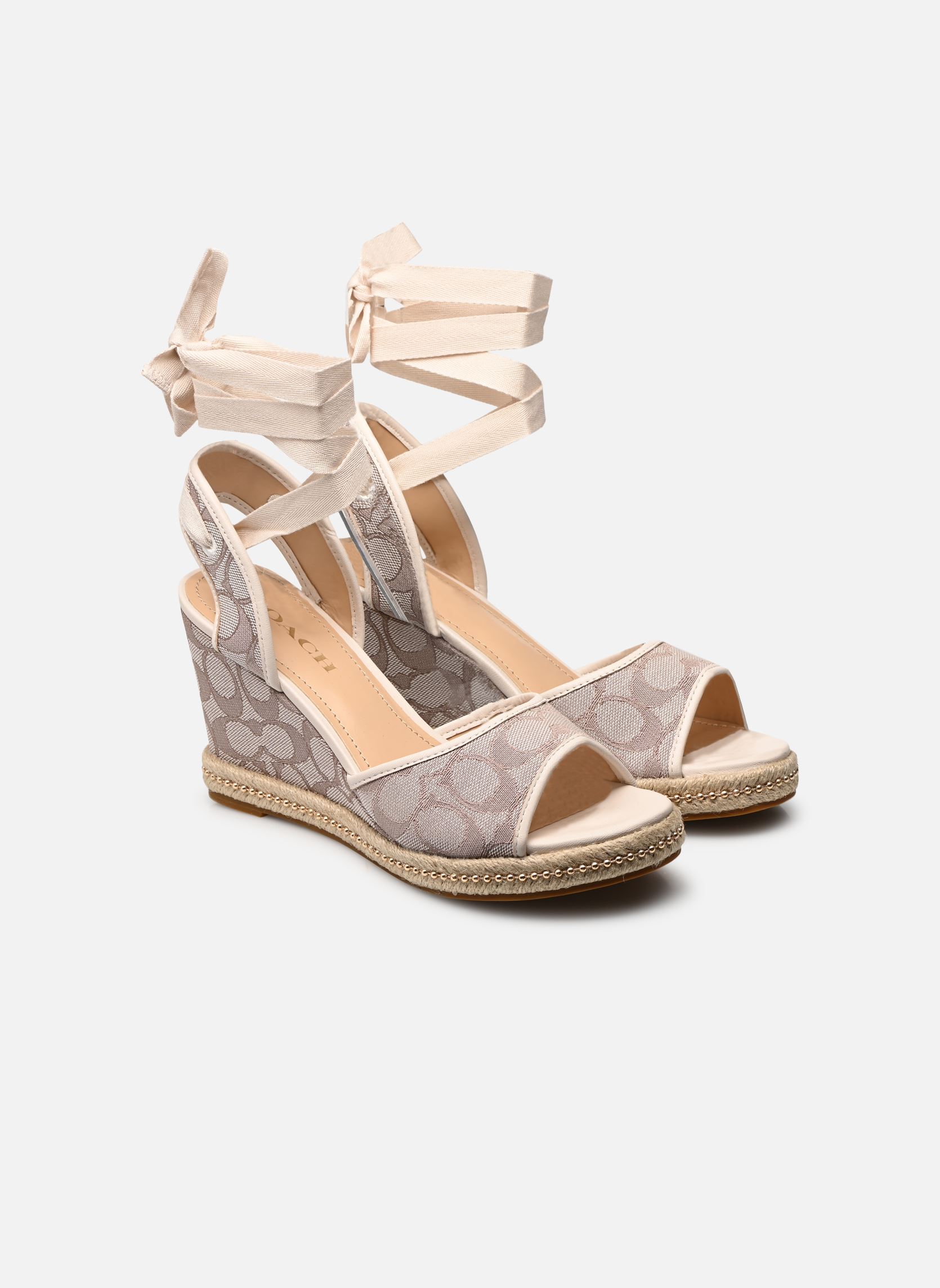 Espadrillas con zeppa e plateau Page Jacquard donna beige Coach Espadrillas con zeppa e plateau Page Jacquard donna beige STONE/CHALK