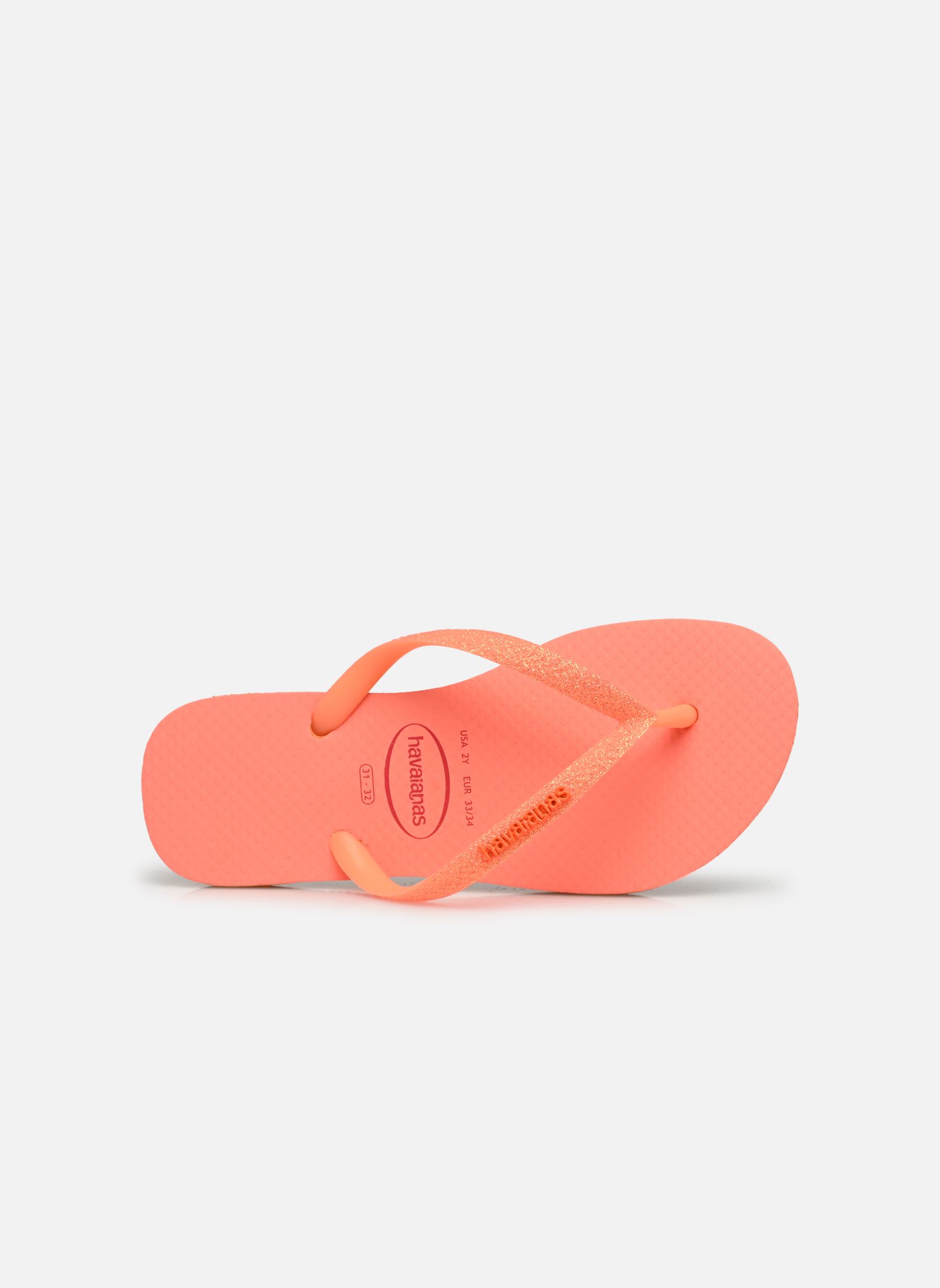 Slippers Kids Slim Glitter Neon meisjes roze Havaianas Slippers Kids Slim Glitter Neon meisjes roze CORAL SPARK