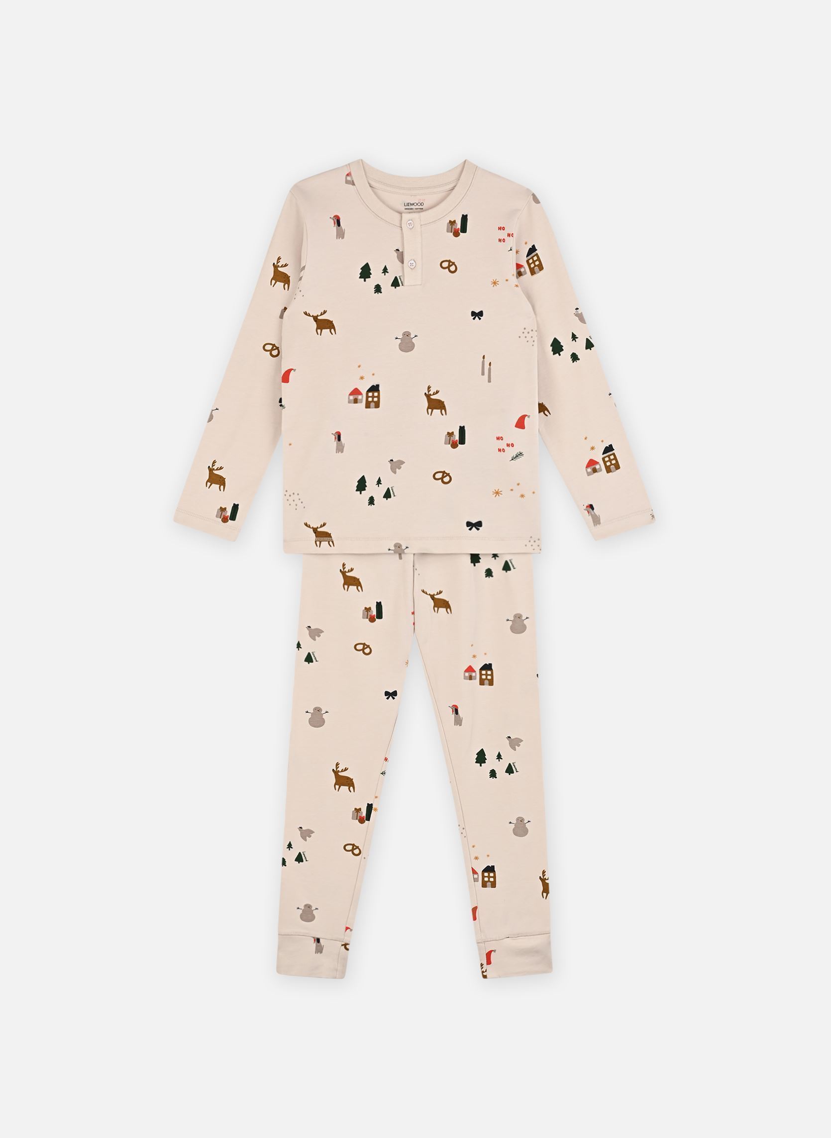 Schlafanzug-Sets Wilhelm printed pyjamas set beige Liewood Schlafanzug-Sets Wilhelm printed pyjamas set beige HOLIDAY / SANDY