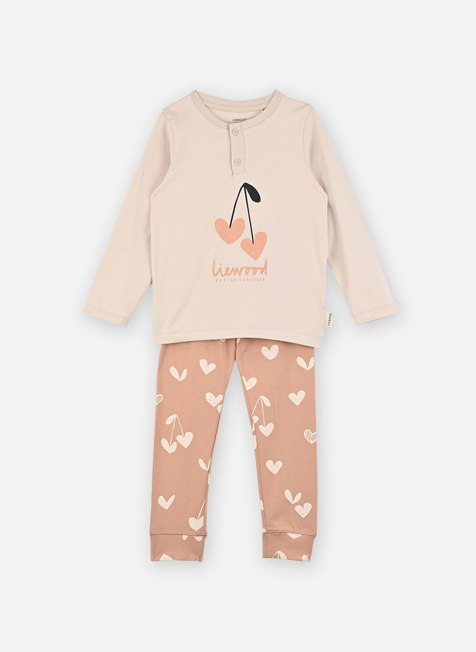 Schlafanzug-Sets Wilhelm printed pyjamas set rosa Liewood Schlafanzug-Sets Wilhelm printed pyjamas set rosa Heart / Sweetheart / Pale tusc