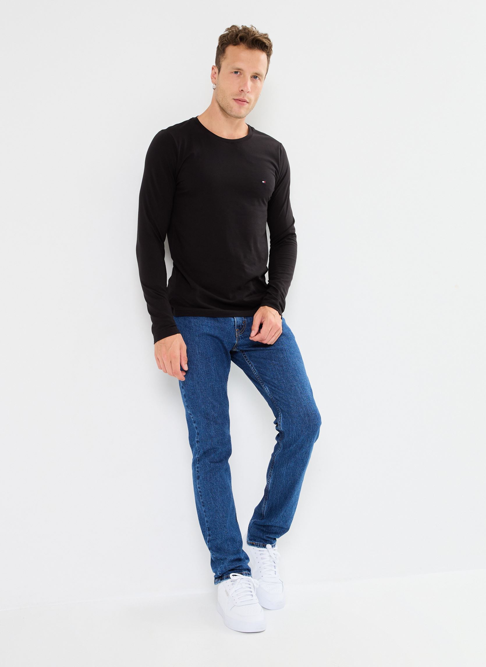 Tee-shirts Stretch Slim Fit Long Sleeve Tee homme noir Tommy Hilfiger Tee-shirts Stretch Slim Fit Long Sleeve Tee homme noir BLACK