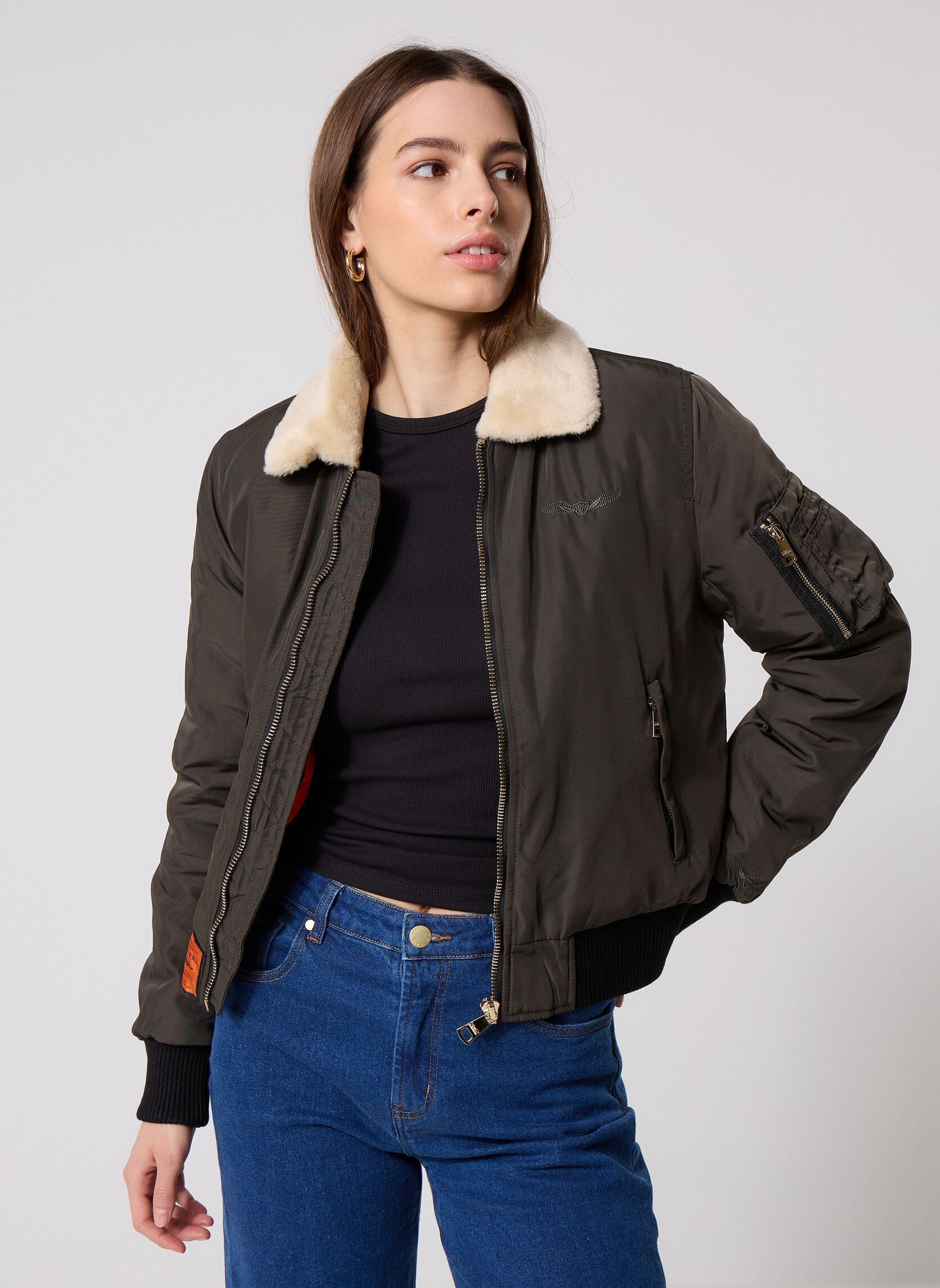 Bombers ♥ VERT DE RAGE ♥ Taille S 34 36 veste fluide noire
