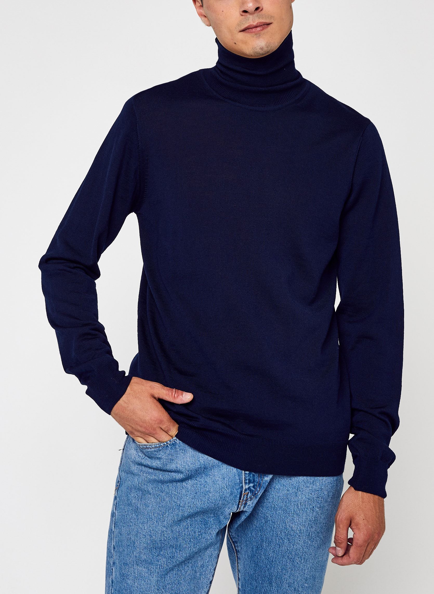 Pulls Konrad Merino Roll Neck Knit homme bleu Casual Friday Pulls Konrad Merino Roll Neck Knit homme bleu NAVY