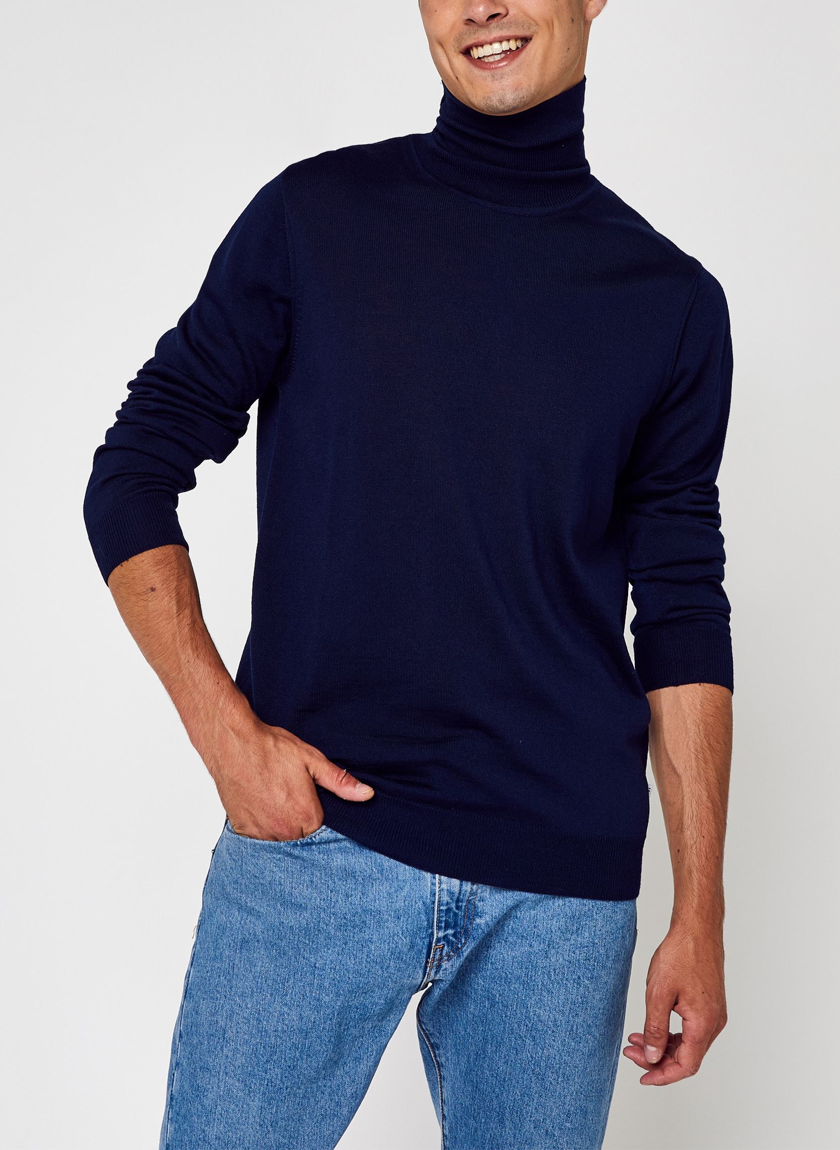 Pulls Konrad Merino Roll Neck Knit homme bleu Casual Friday Pulls Konrad Merino Roll Neck Knit homme bleu NAVY