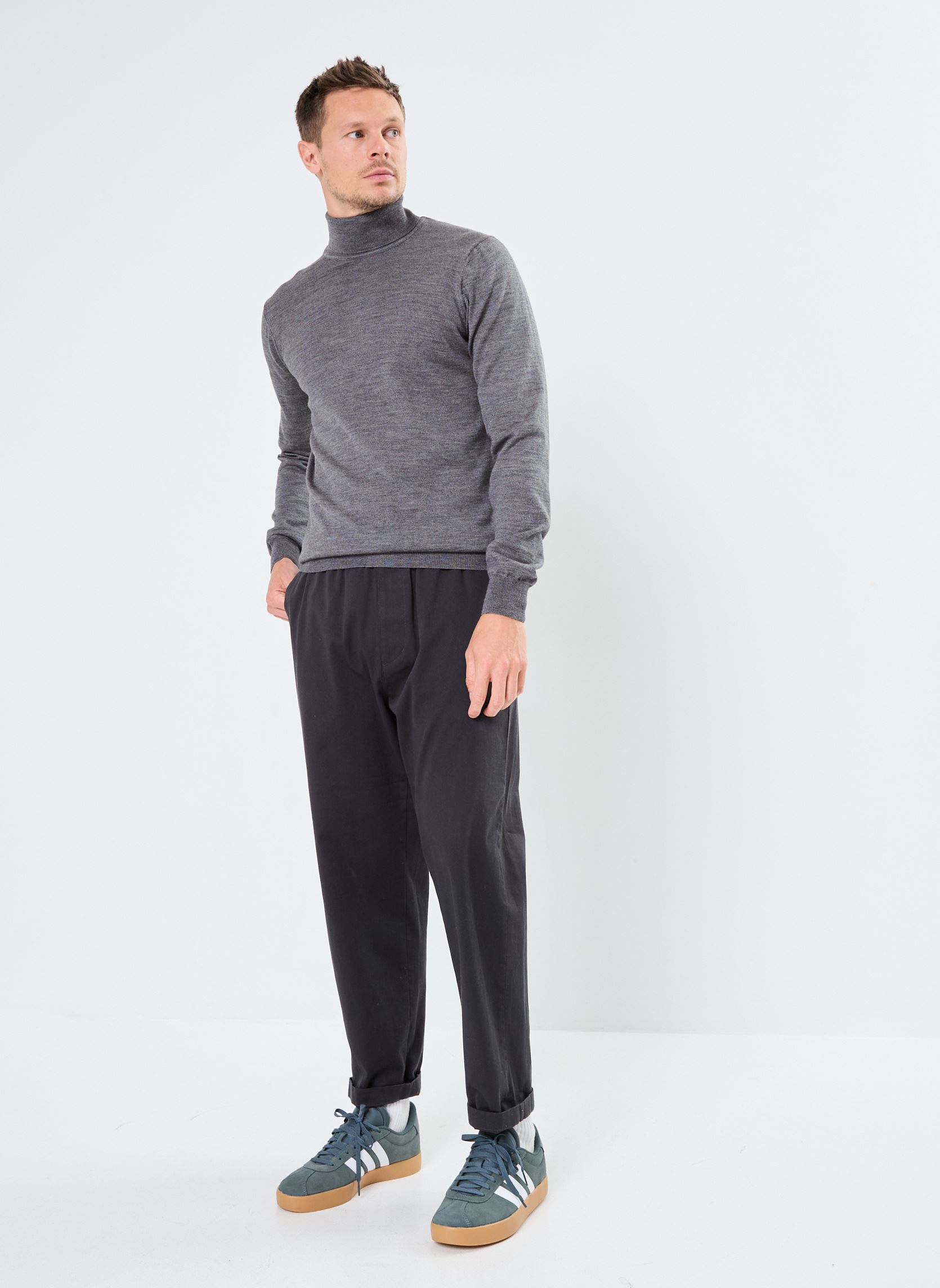 Pulls Konrad Merino Roll Neck Knit homme gris Casual Friday Pulls Konrad Merino Roll Neck Knit homme gris PEWTER MIX