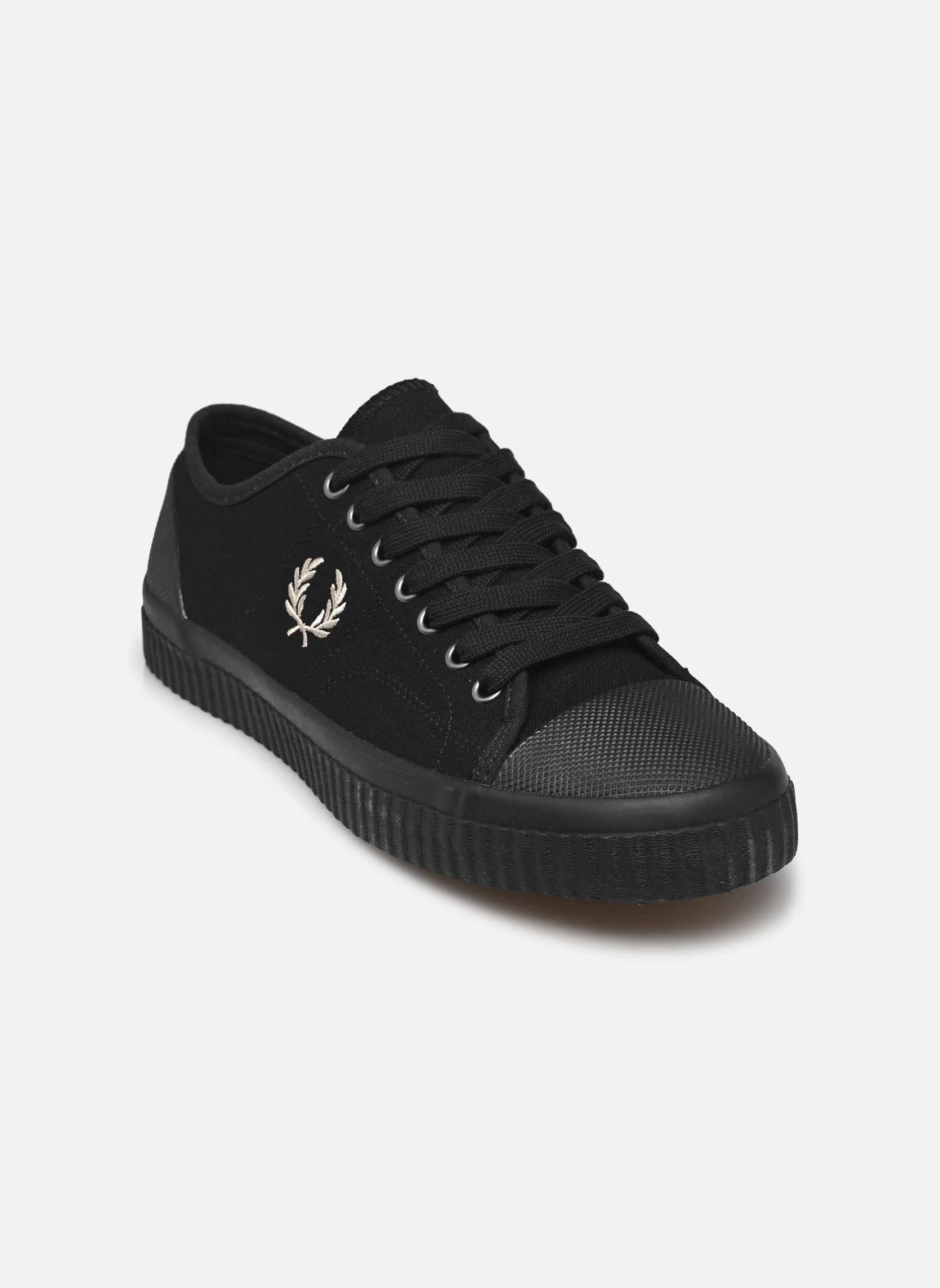 Niedrige Sneaker HUGHES LOW CANVAS herren schwarz Fred Perry Niedrige Sneaker HUGHES LOW CANVAS herren schwarz BLACK / OATMEAL