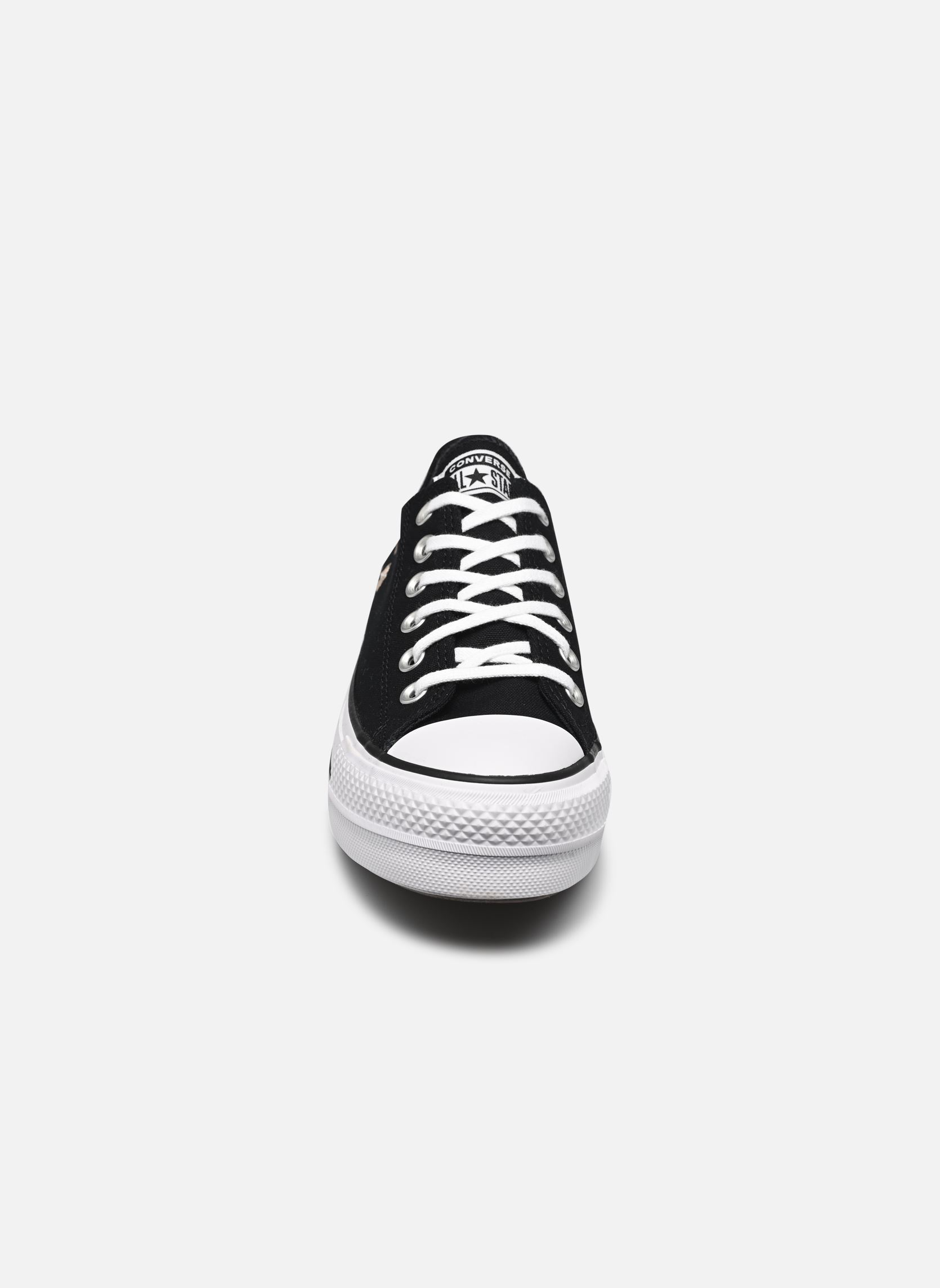 Leinen-Sneaker Chuck Taylor All Star Lift Ox damen schwarz Converse Leinen-Sneaker Chuck Taylor All Star Lift Ox damen schwarz BLACK/COASTAL DUNE/WHITE