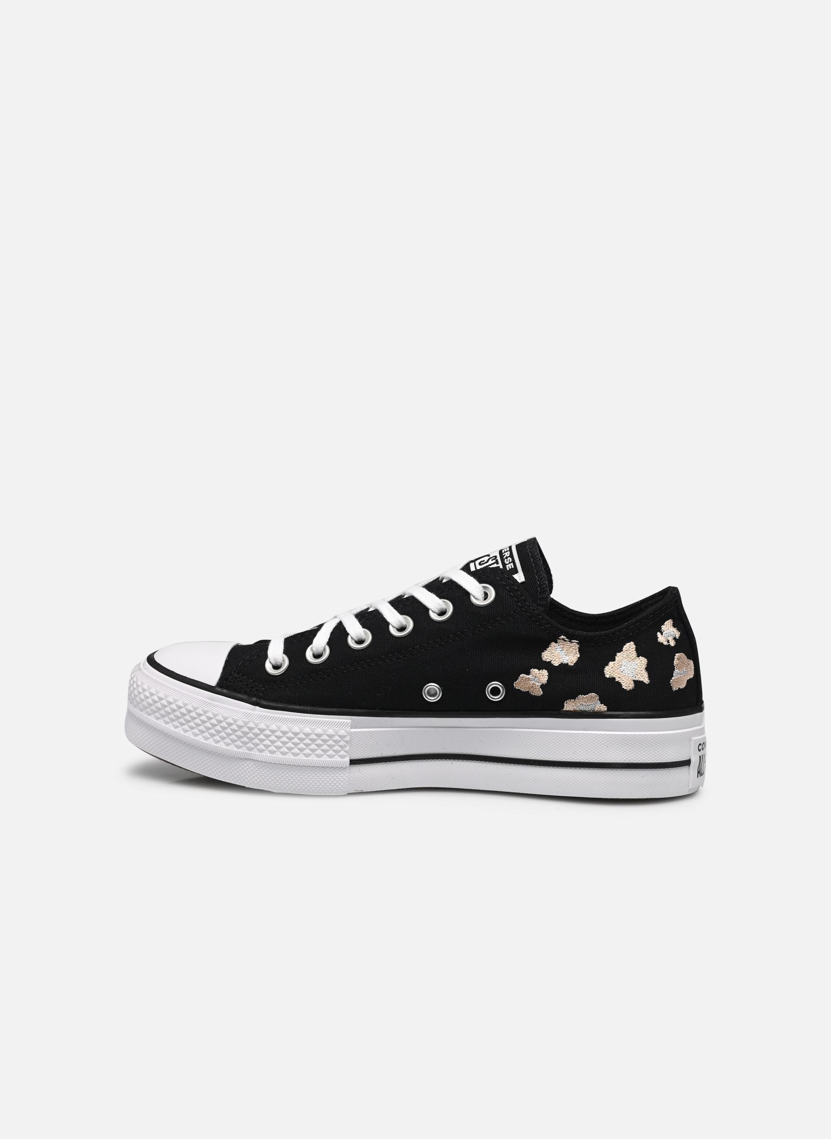 Leinen-Sneaker Chuck Taylor All Star Lift Ox damen schwarz Converse Leinen-Sneaker Chuck Taylor All Star Lift Ox damen schwarz BLACK/COASTAL DUNE/WHITE