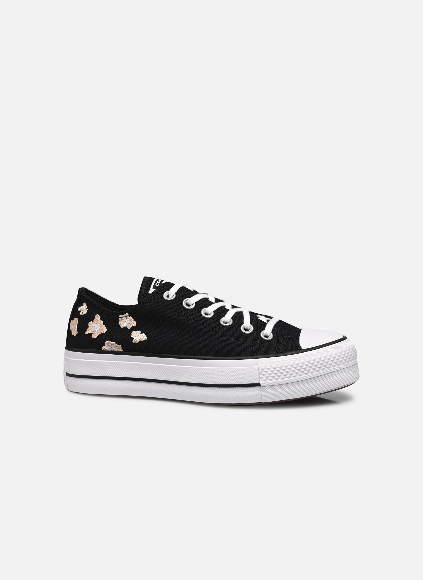 Leinen-Sneaker Chuck Taylor All Star Lift Ox damen schwarz Converse Leinen-Sneaker Chuck Taylor All Star Lift Ox damen schwarz BLACK/COASTAL DUNE/WHITE