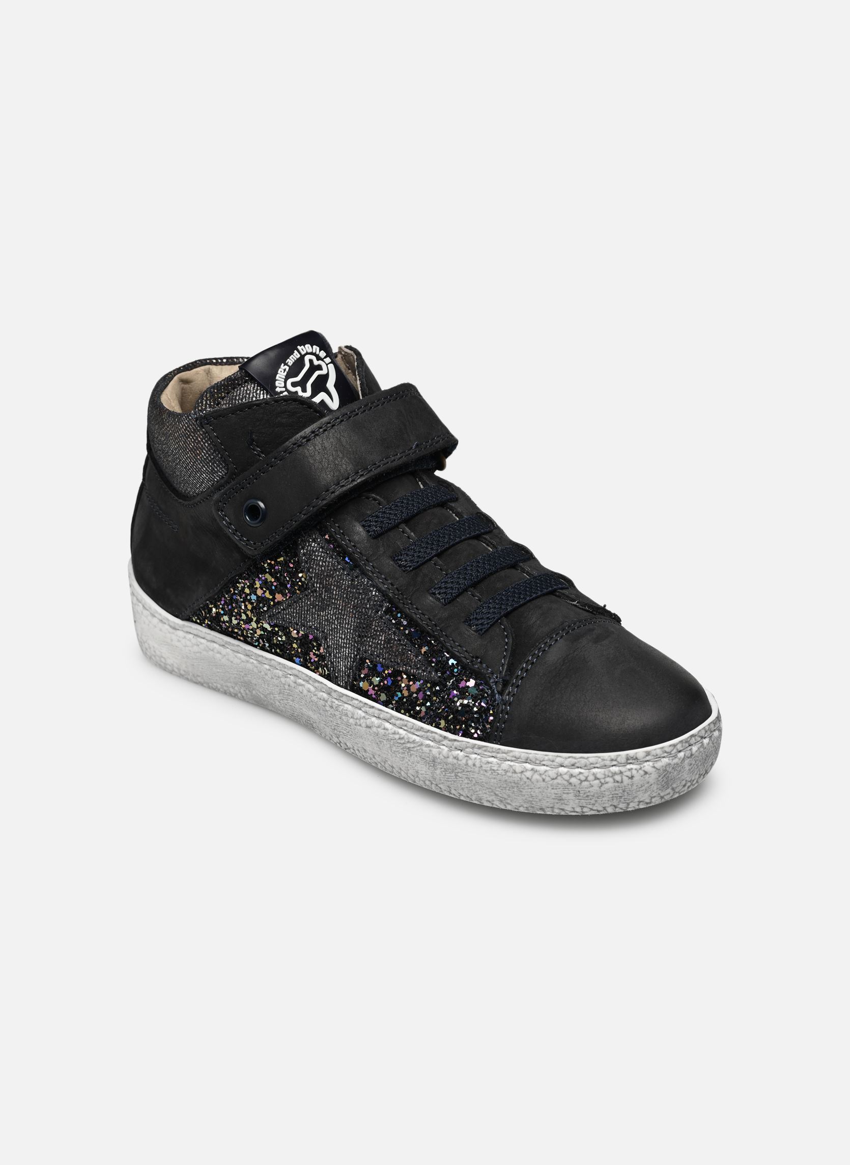 Hoge sneakers TELOS meisjes blauw Stones and Bones Hoge sneakers TELOS meisjes blauw CALF - GLITTER D.BLUE