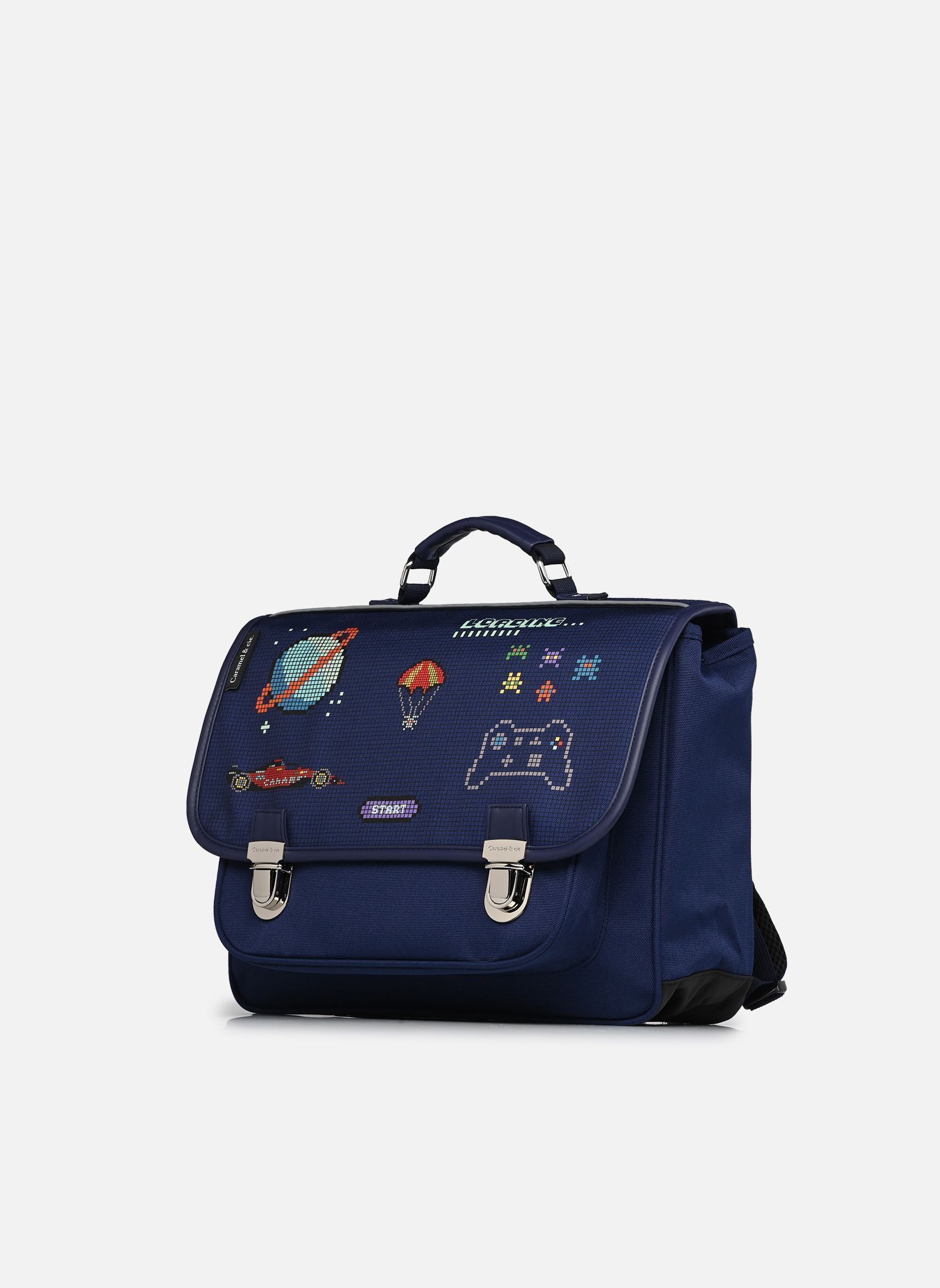 Schulranzen Cartable 38 cm jungen blau Caramel & Cie Schulranzen Cartable 38 cm jungen blau PIXEL ART