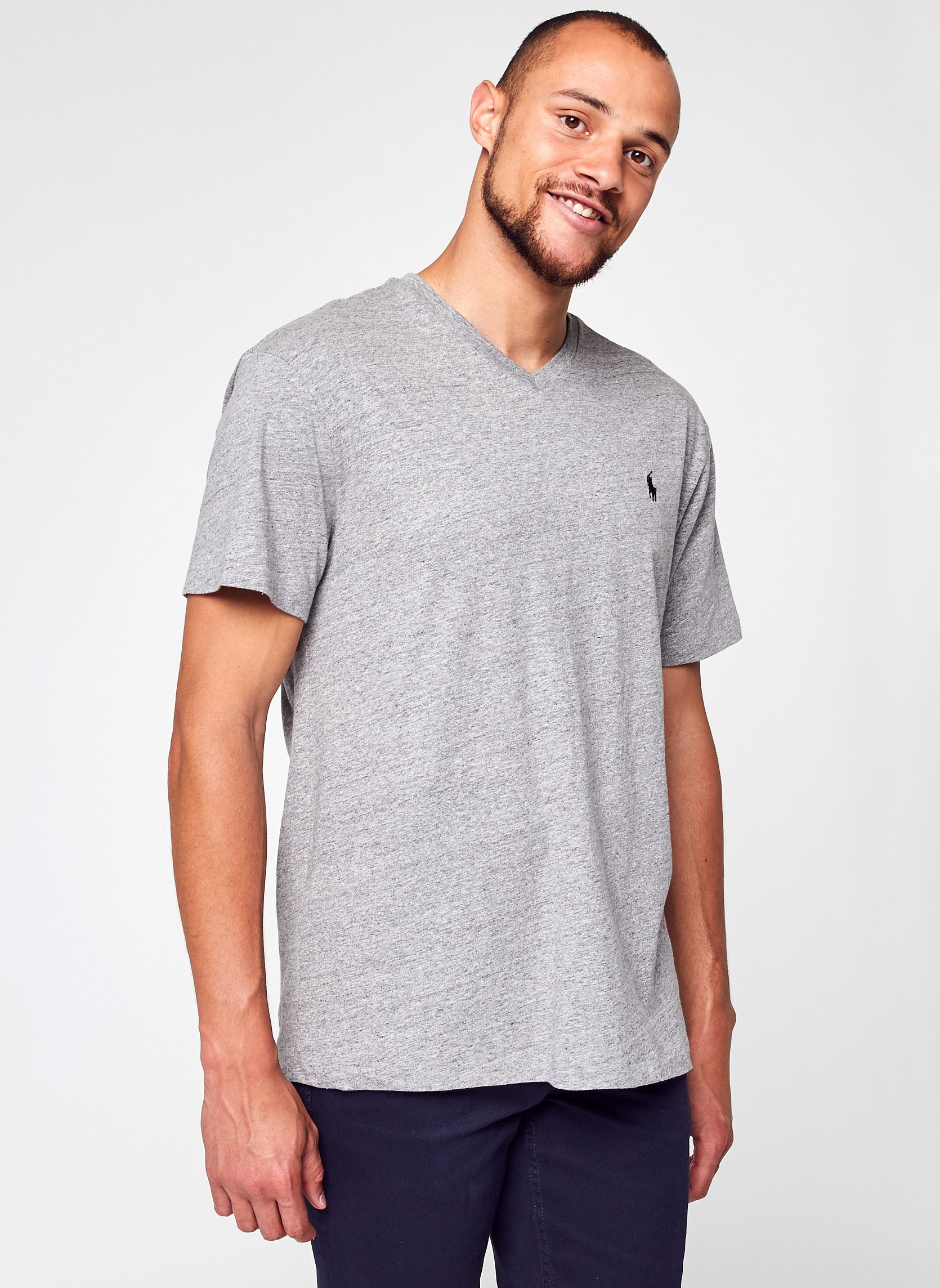 Tee-shirts T-shirt classique en jersey à col en V 7 homme gris Polo Ralph Lauren Tee-shirts T-shirt classique en jersey à col en V 7 homme gris DARK VINTAGE HEATHER