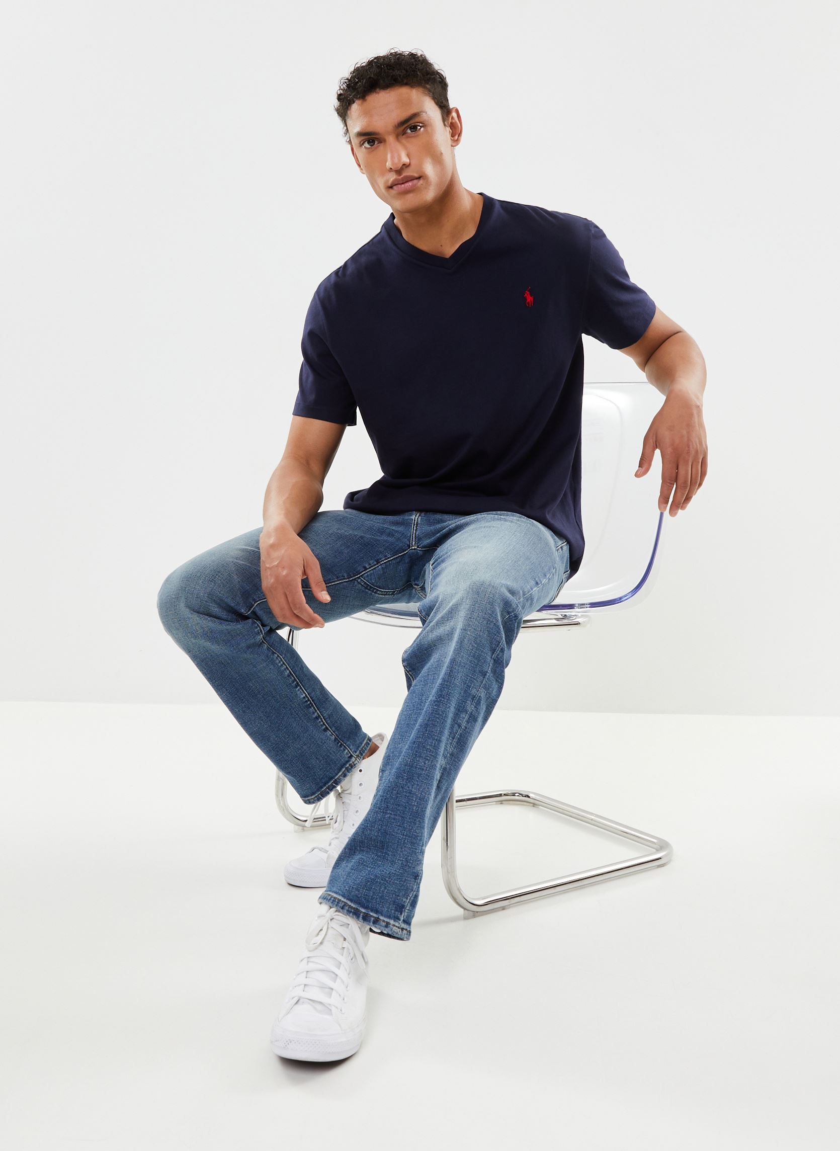 Tee-shirts T-shirt classique en jersey à col en V 7 homme bleu Polo Ralph Lauren Tee-shirts T-shirt classique en jersey à col en V 7 homme bleu INK