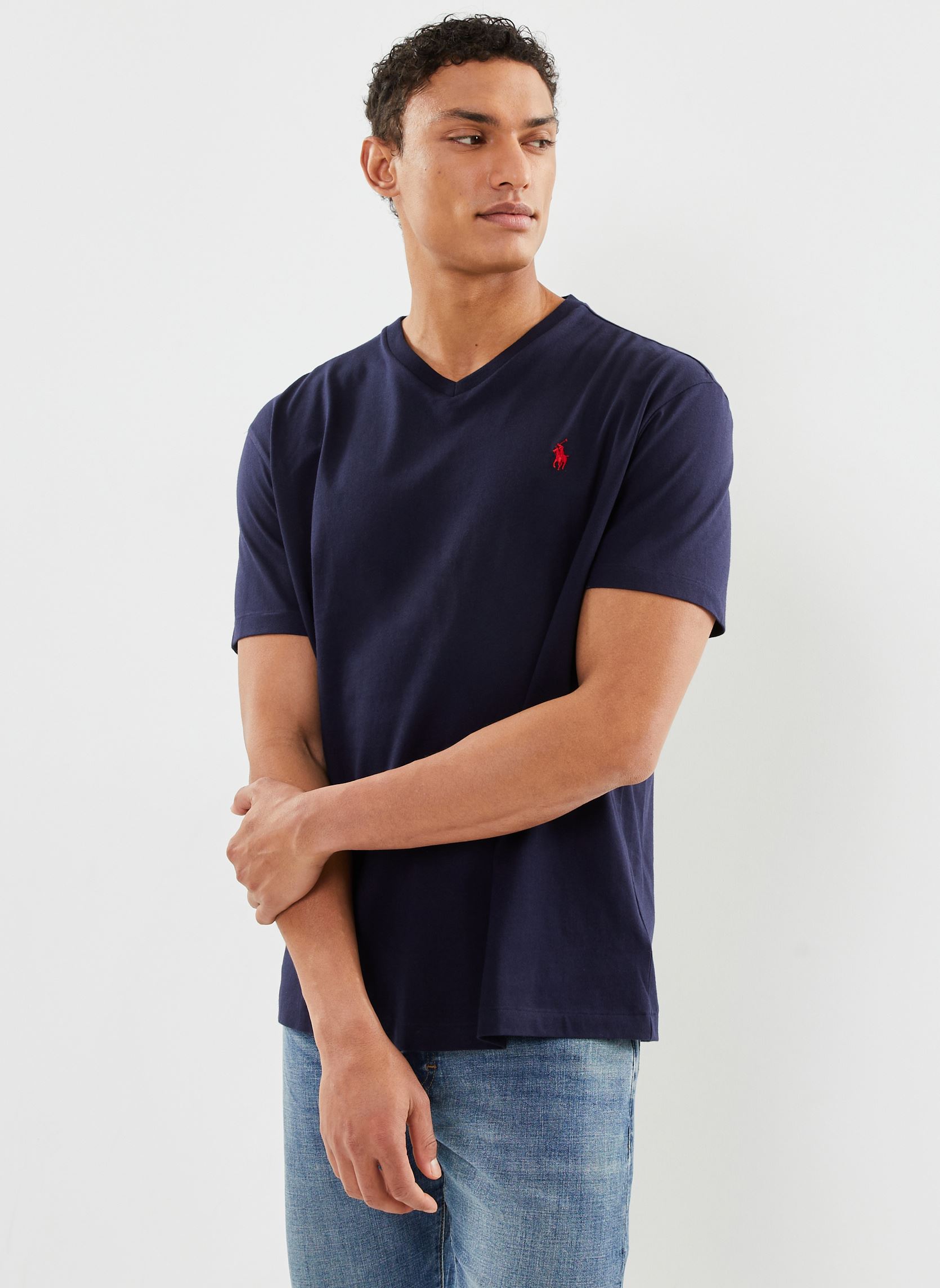 Tee-shirts T-shirt classique en jersey à col en V 7 homme bleu Polo Ralph Lauren Tee-shirts T-shirt classique en jersey à col en V 7 homme bleu INK