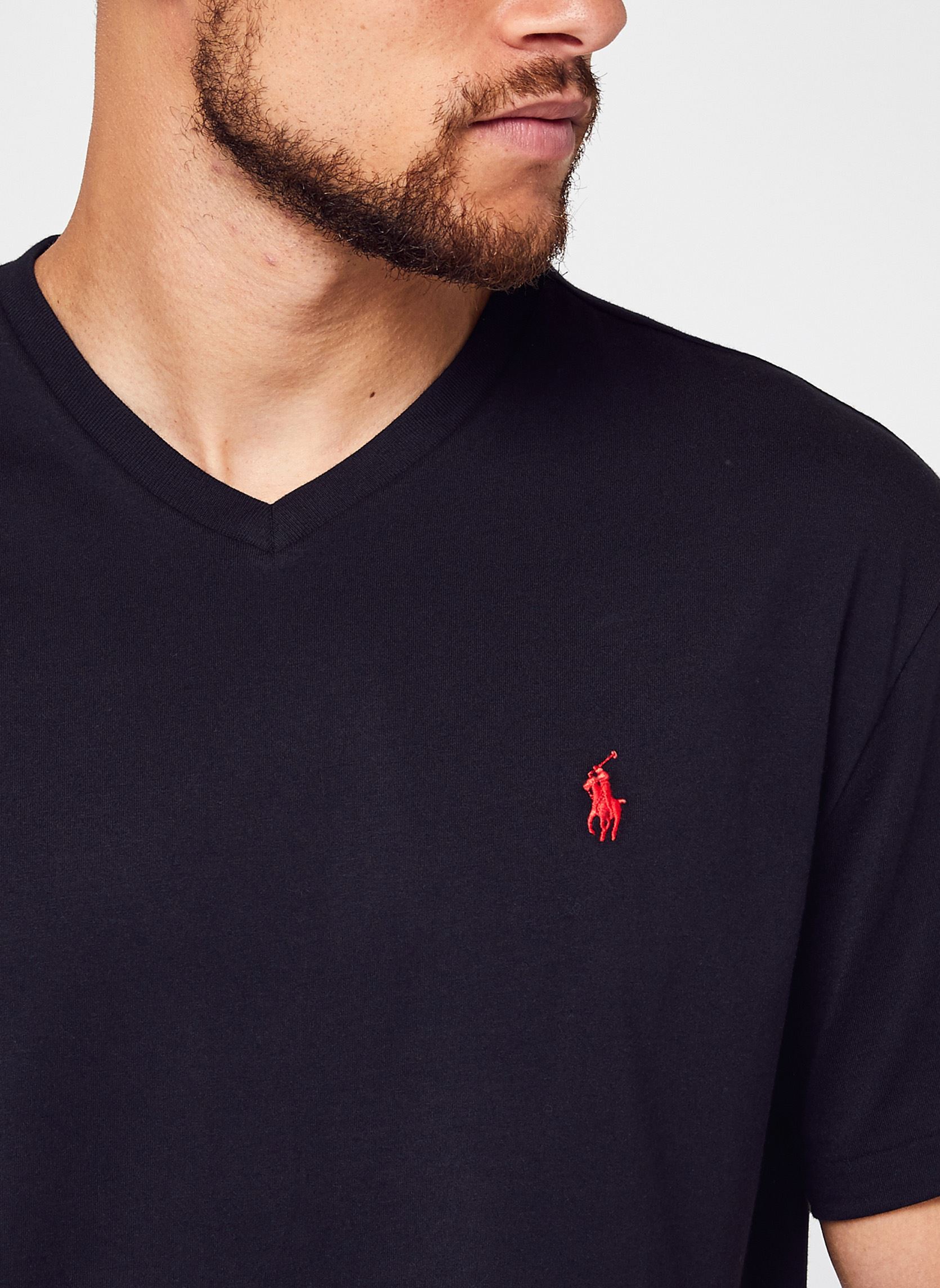 Tee-shirts T-shirt classique en jersey à col en V 7 homme noir Polo Ralph Lauren Tee-shirts T-shirt classique en jersey à col en V 7 homme noir RL BLACK