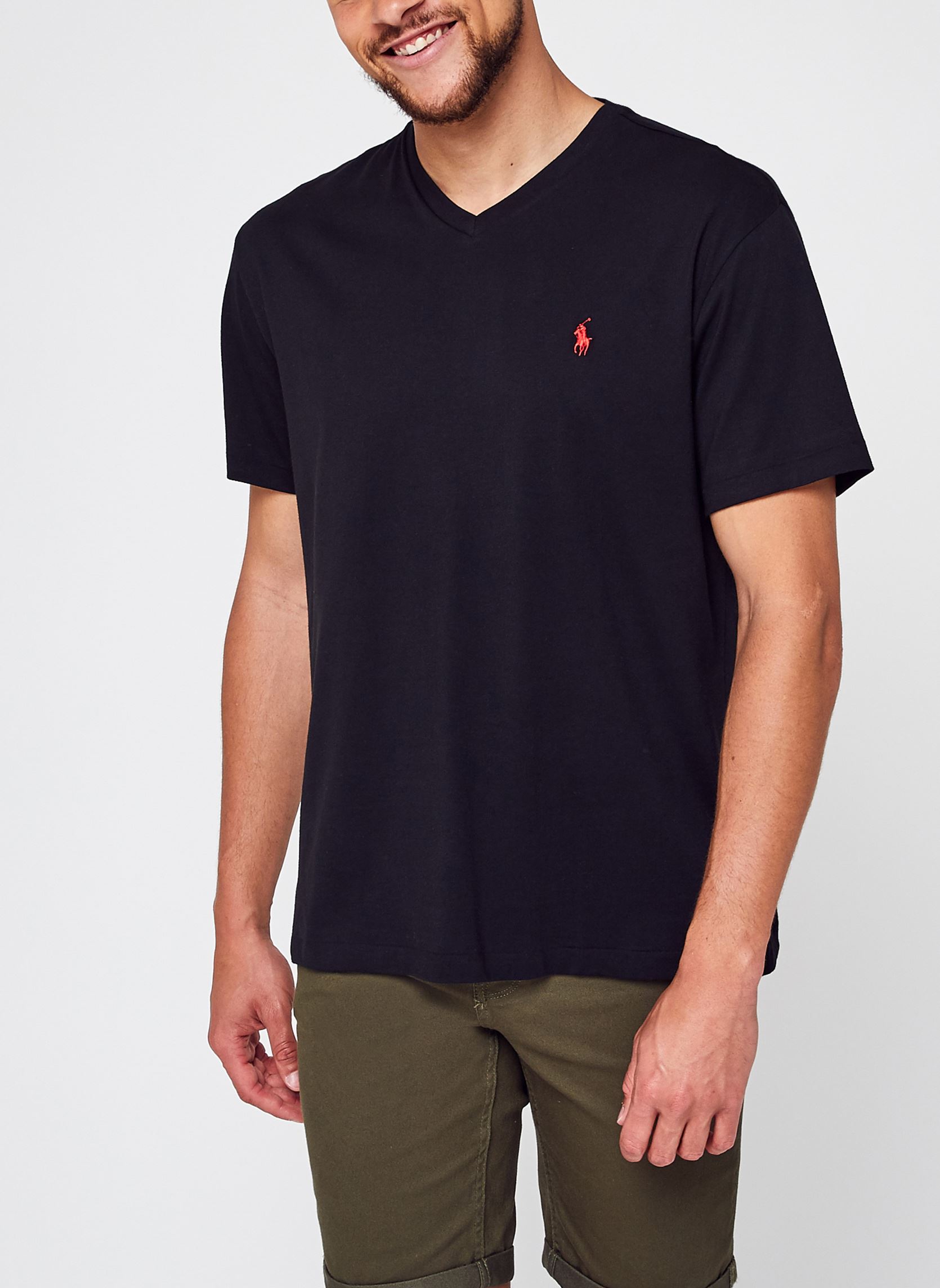 Tee-shirts T-shirt classique en jersey à col en V 7 homme noir Polo Ralph Lauren Tee-shirts T-shirt classique en jersey à col en V 7 homme noir RL BLACK