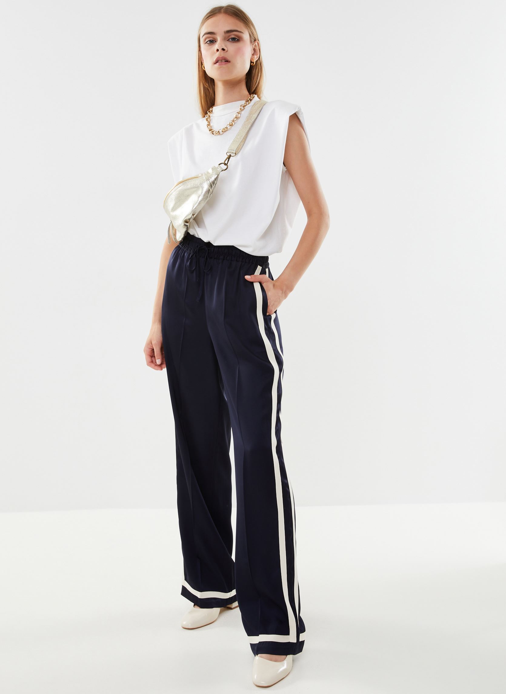 Pantalons droit Satin Pull On Pants femme bleu GANT Pantalons droit Satin Pull On Pants femme bleu 433 BLEU NUIT