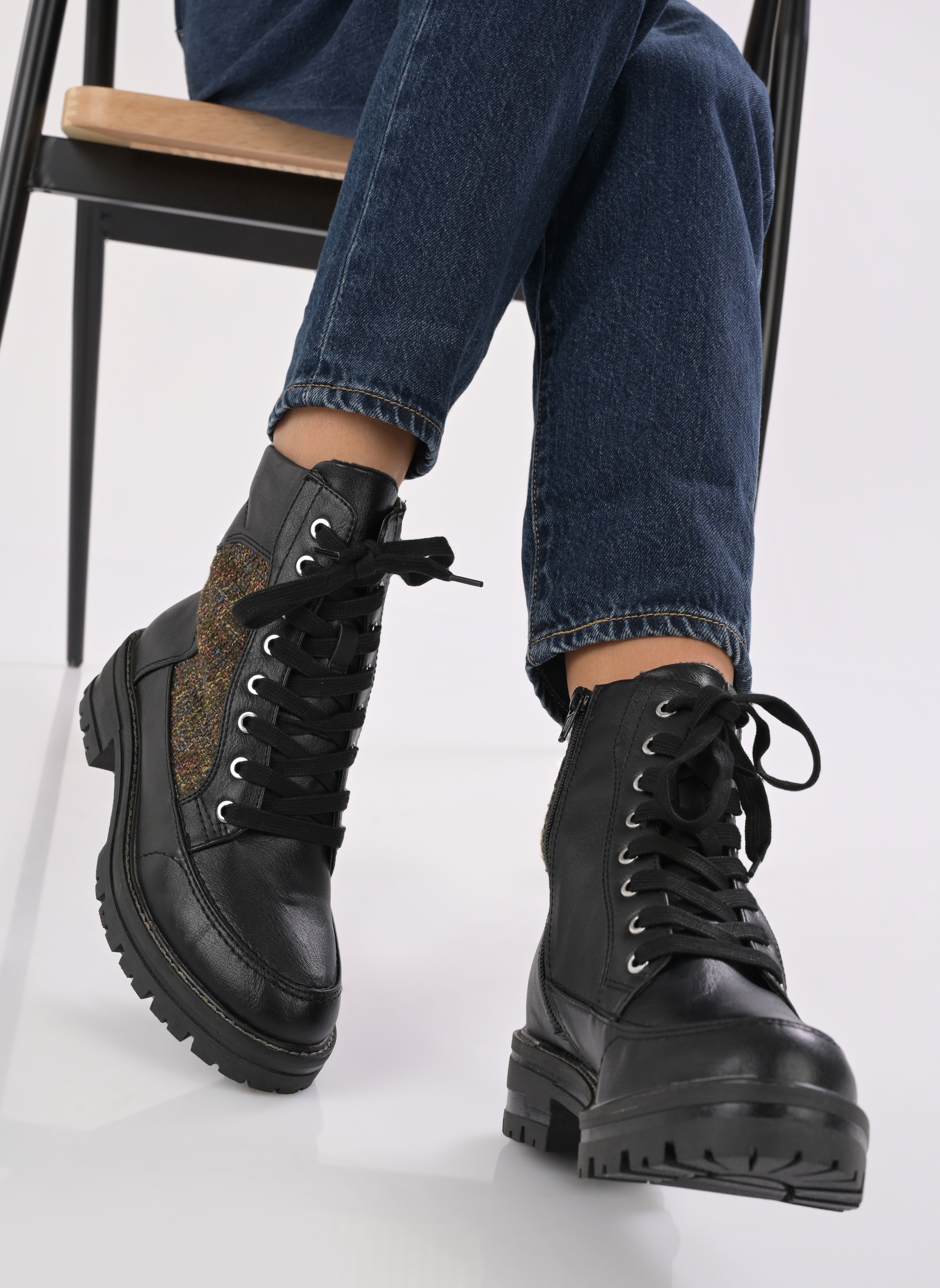 Geschnürte Stiefeletten 25277-29 damen schwarz Jana shoes Geschnürte Stiefeletten 25277-29 damen schwarz BLACK COMB