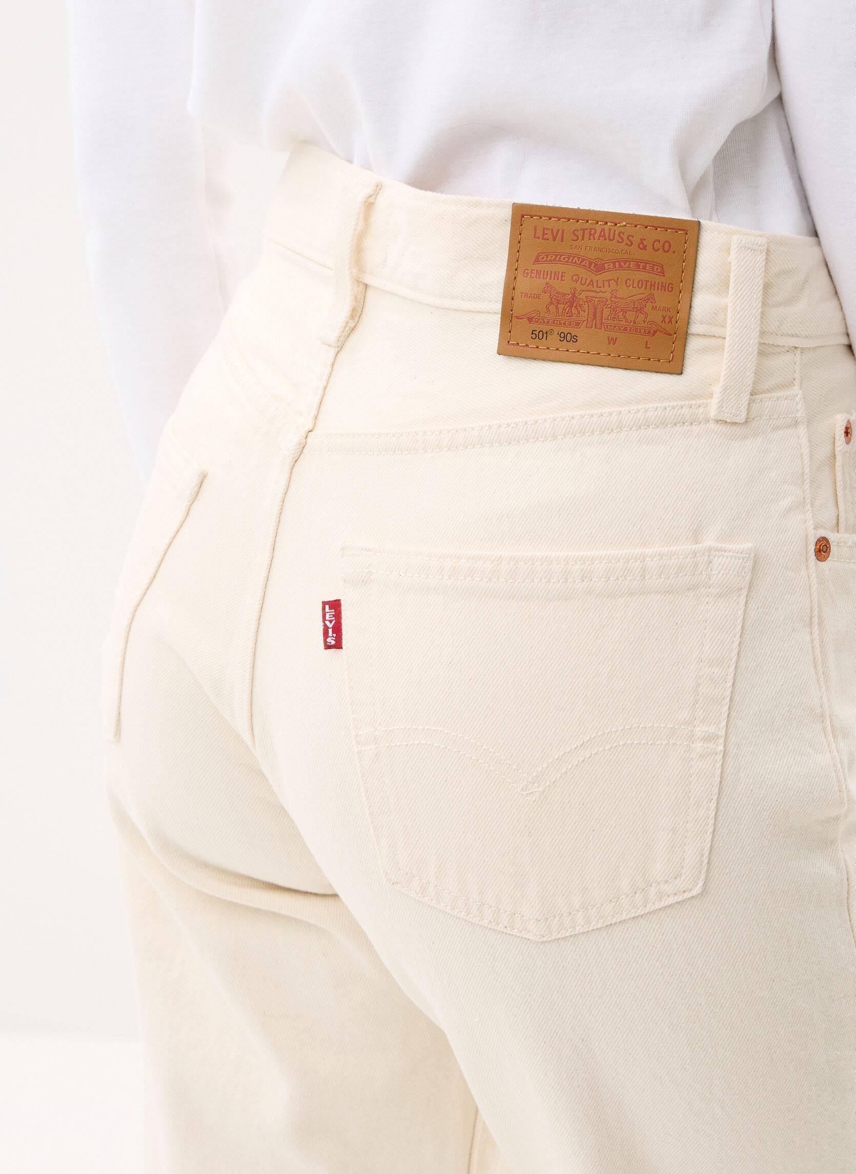 Straight Fit Jeans 501® '90S damen weiß Levi's Straight Fit Jeans 501® '90S damen weiß Ecru Booper No Damage
