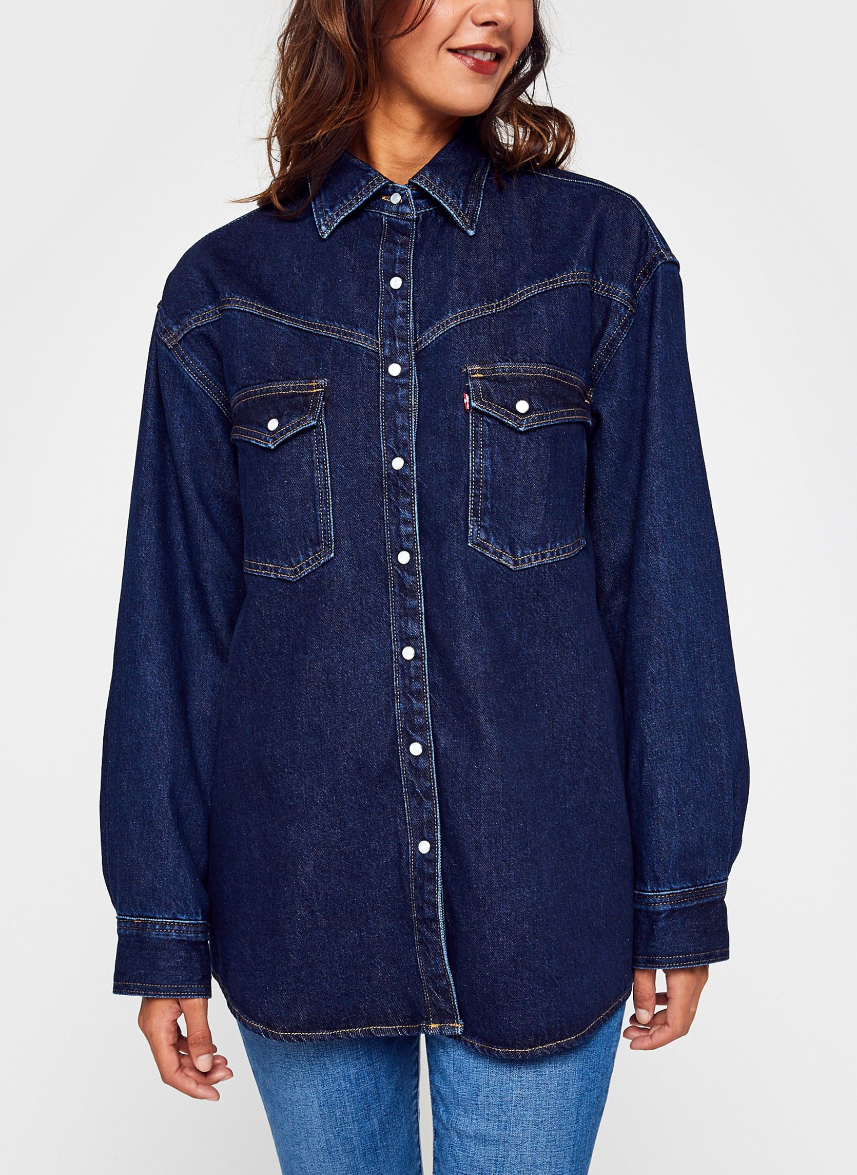 Chemise Levi's En Jean Bleu Used - Taille M, Coton, Manches Longues - Neuf Sans étiquettes, Jamais Portée