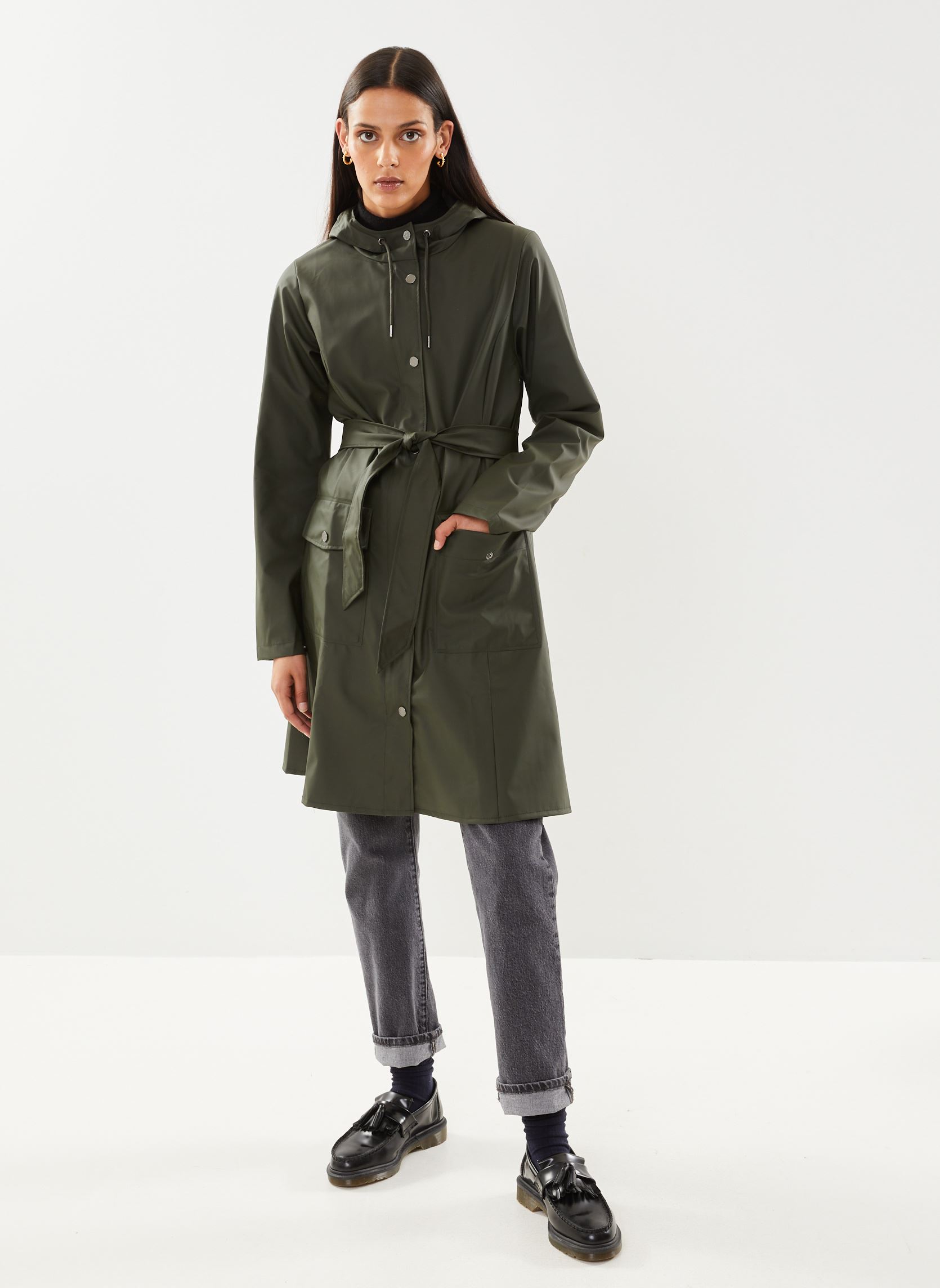 Vestes imperméable Curve Long Jacket W3 femme vert Rains Vestes imperméable Curve Long Jacket W3 femme vert GREEN