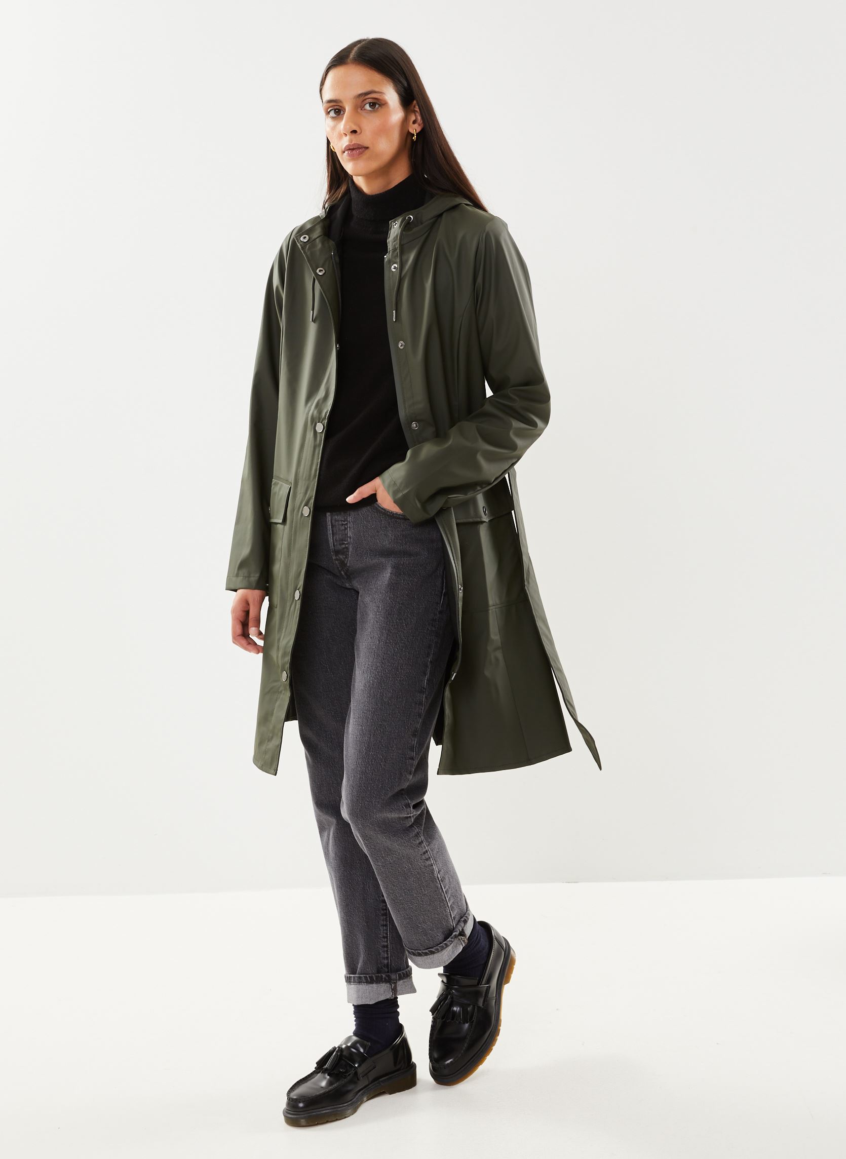 Vestes imperméable Curve Long Jacket W3 femme vert Rains Vestes imperméable Curve Long Jacket W3 femme vert GREEN