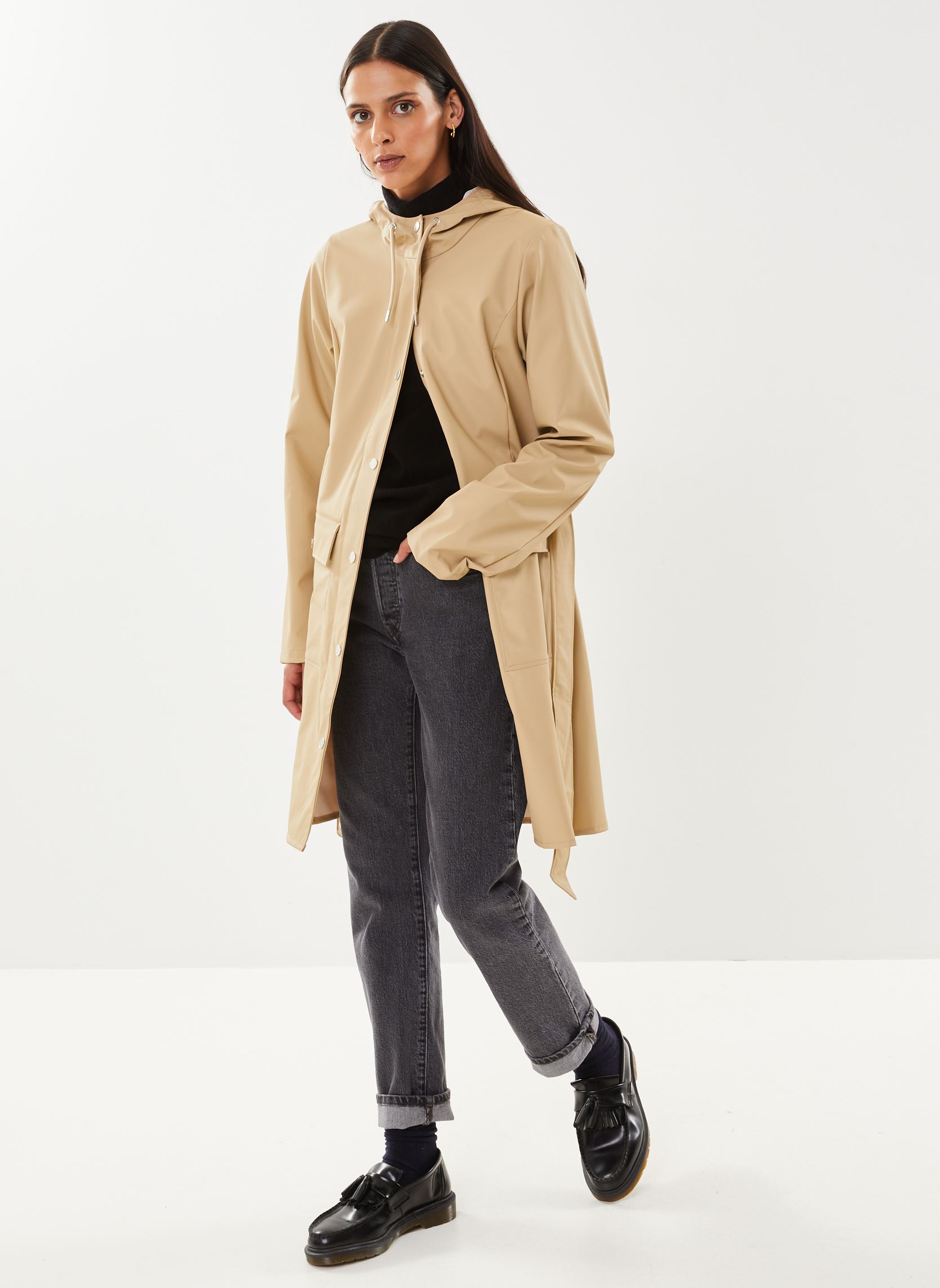 Vestes imperméable Curve Long Jacket W3 femme beige Rains Vestes imperméable Curve Long Jacket W3 femme beige SAND