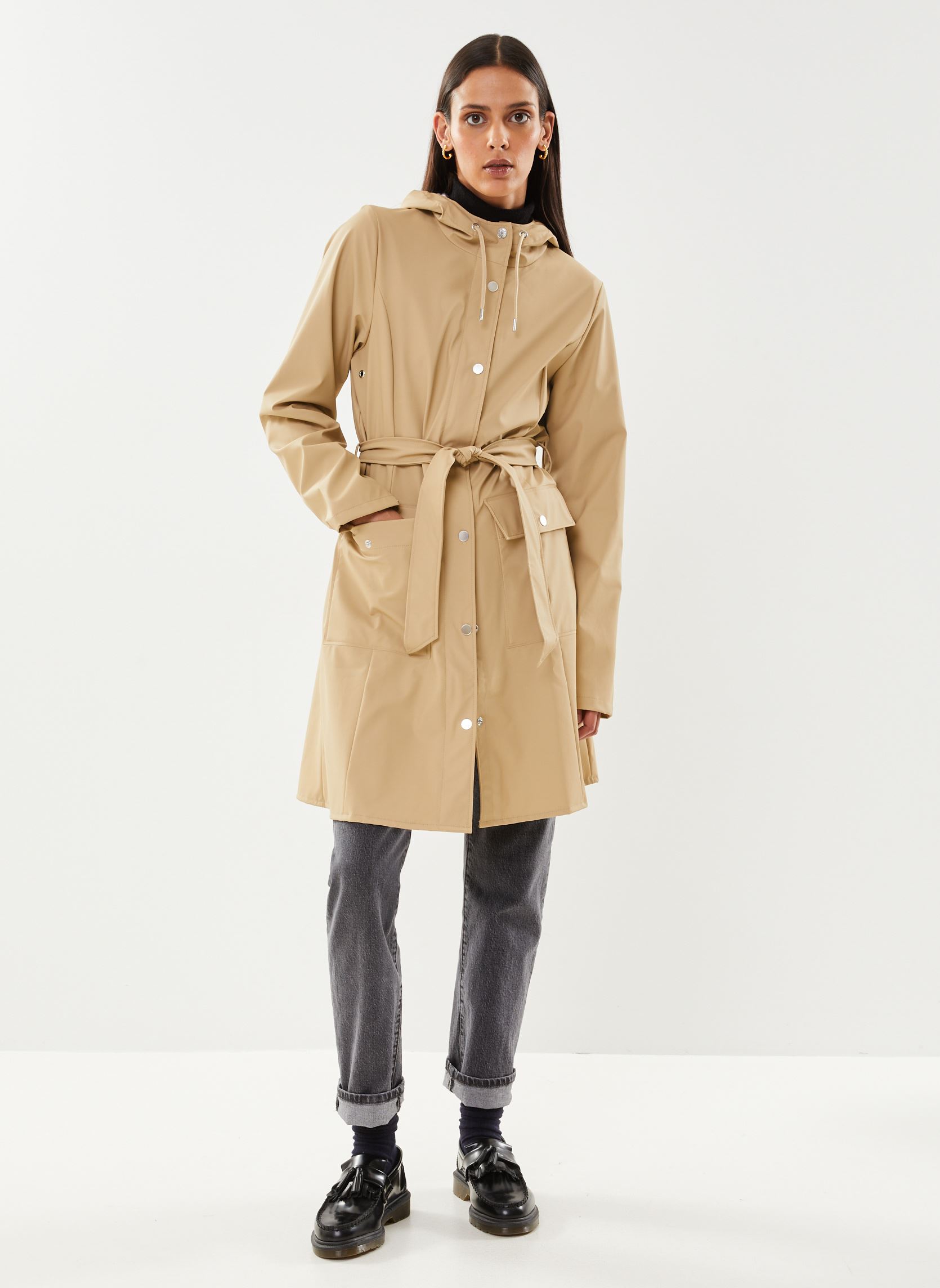 Vestes imperméable Curve Long Jacket W3 femme beige Rains Vestes imperméable Curve Long Jacket W3 femme beige SAND