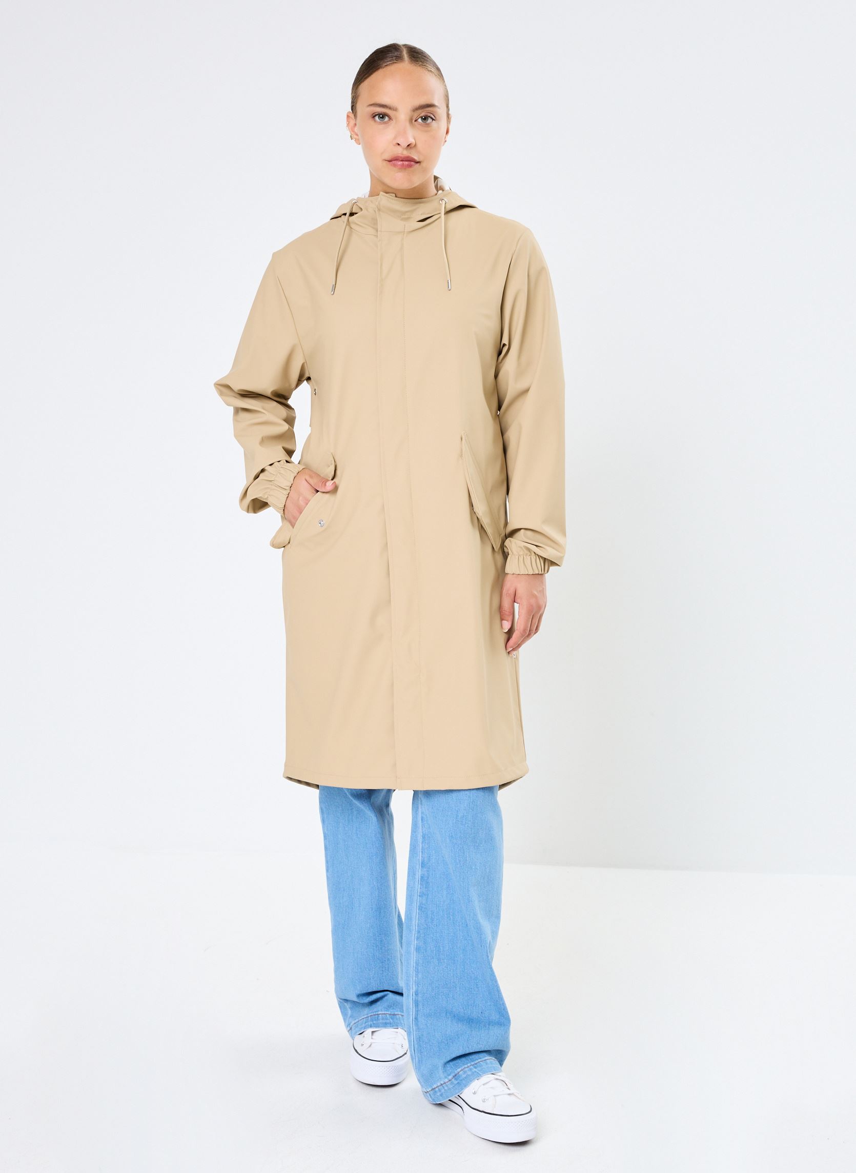 Regenjacken Fishtail Parka W3 - Unisexe beige Rains Regenjacken Fishtail Parka W3 - Unisexe beige Sand