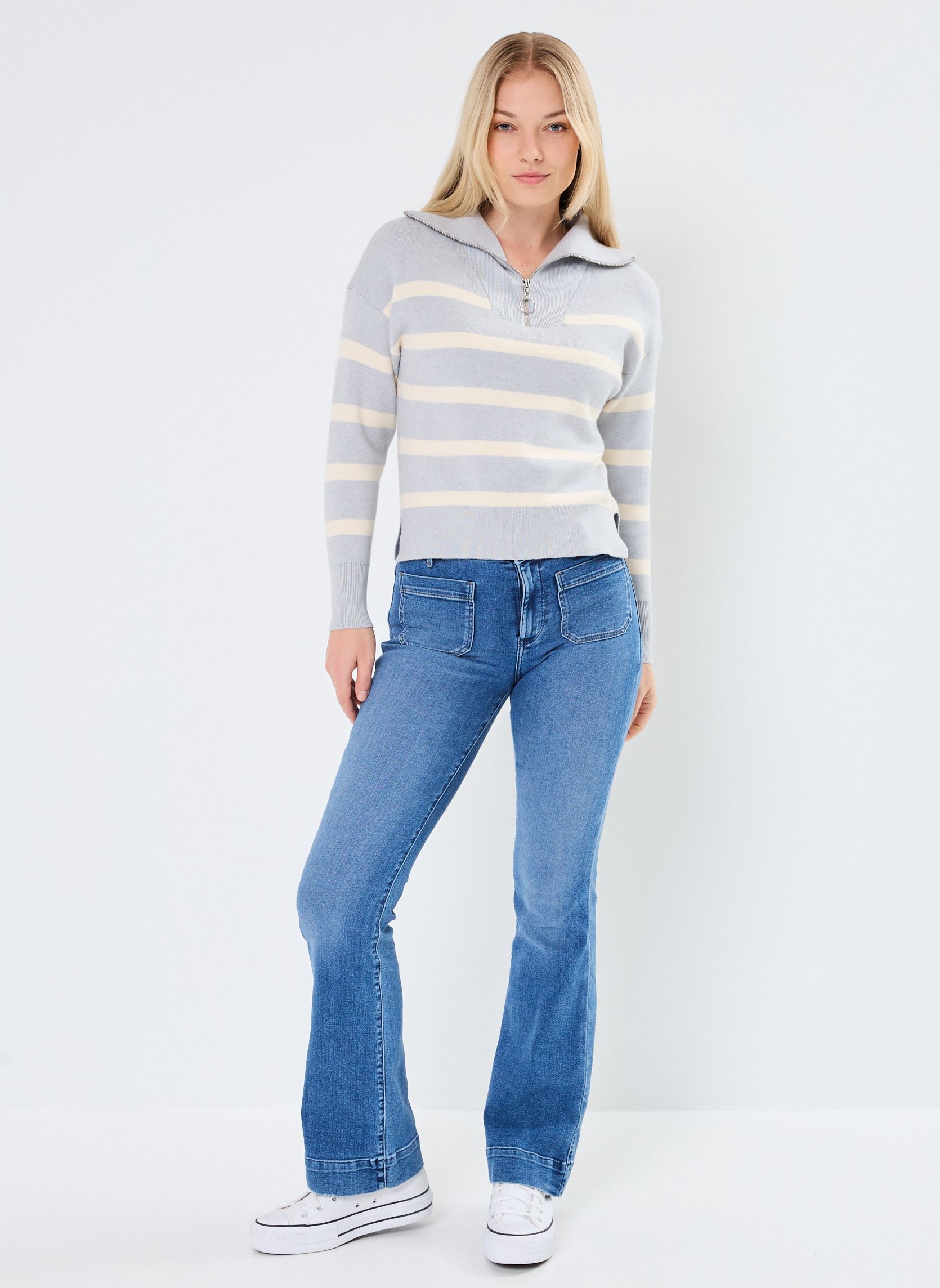 Pulls Vmsaba Stripe Ls Highneck Blouse Ga Noos femme gris Vero Moda Pulls Vmsaba Stripe Ls Highneck Blouse Ga Noos femme gris LIGHT GREY MELANGE