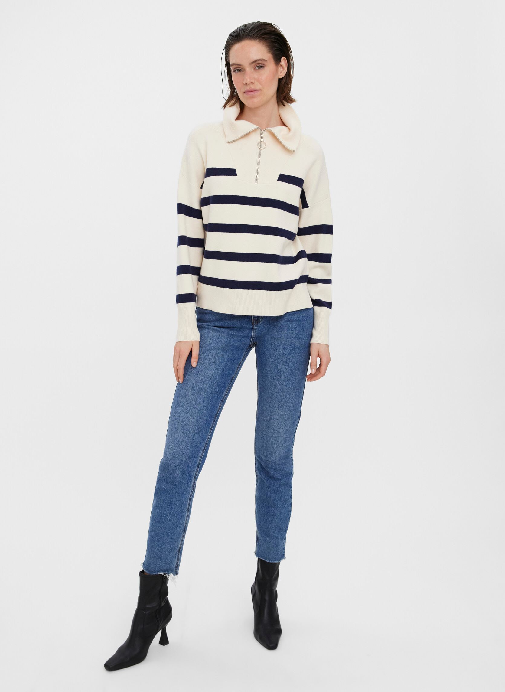 Pullover Vmsaba Stripe Ls Highneck Blouse Ga Noos damen weiß Vero Moda Pullover Vmsaba Stripe Ls Highneck Blouse Ga Noos damen weiß Birch Black