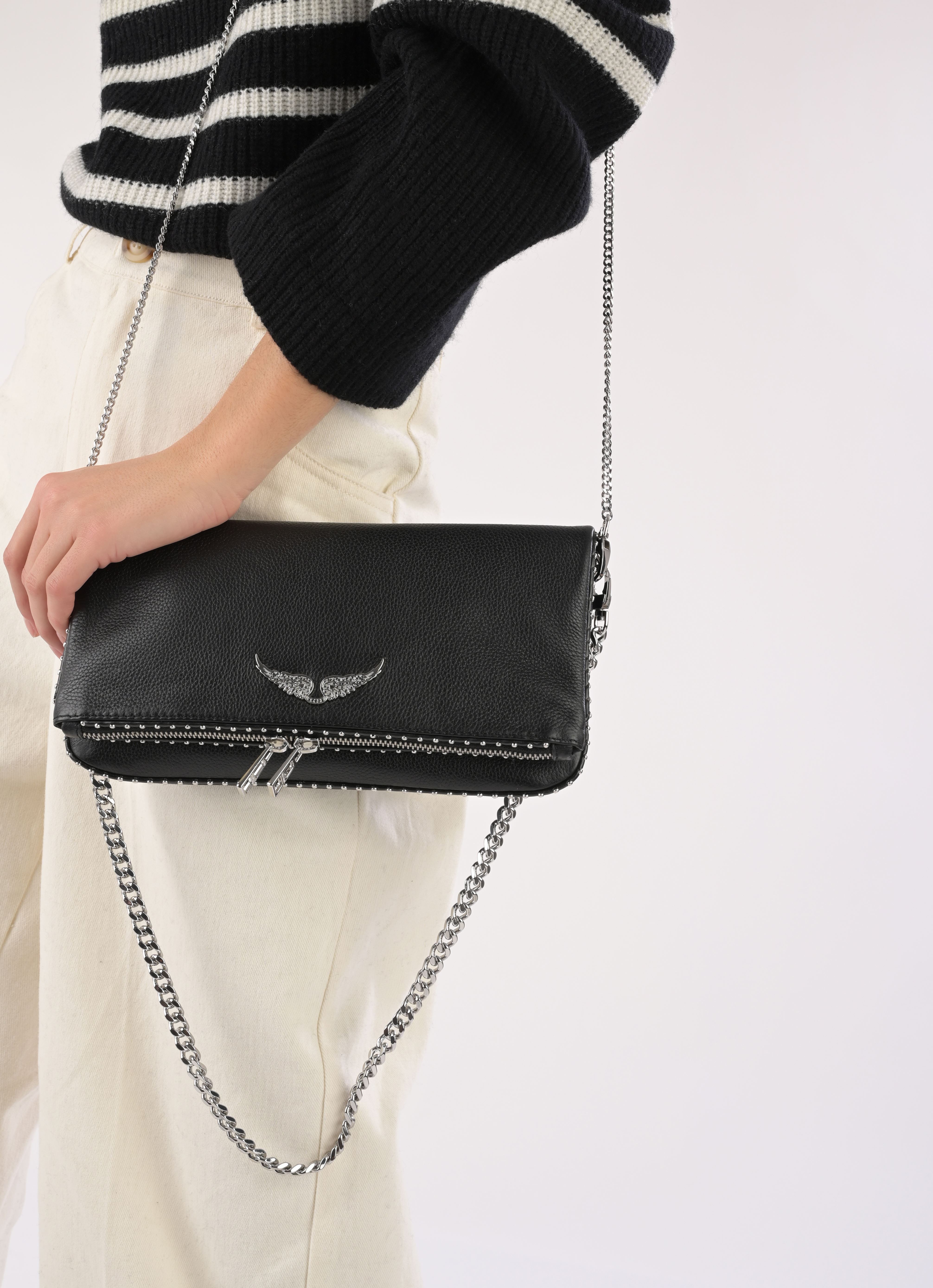 Umhängetaschen Rock Grained Leather + Studs damen schwarz Zadig & Voltaire Umhängetaschen Rock Grained Leather + Studs damen schwarz NOIR