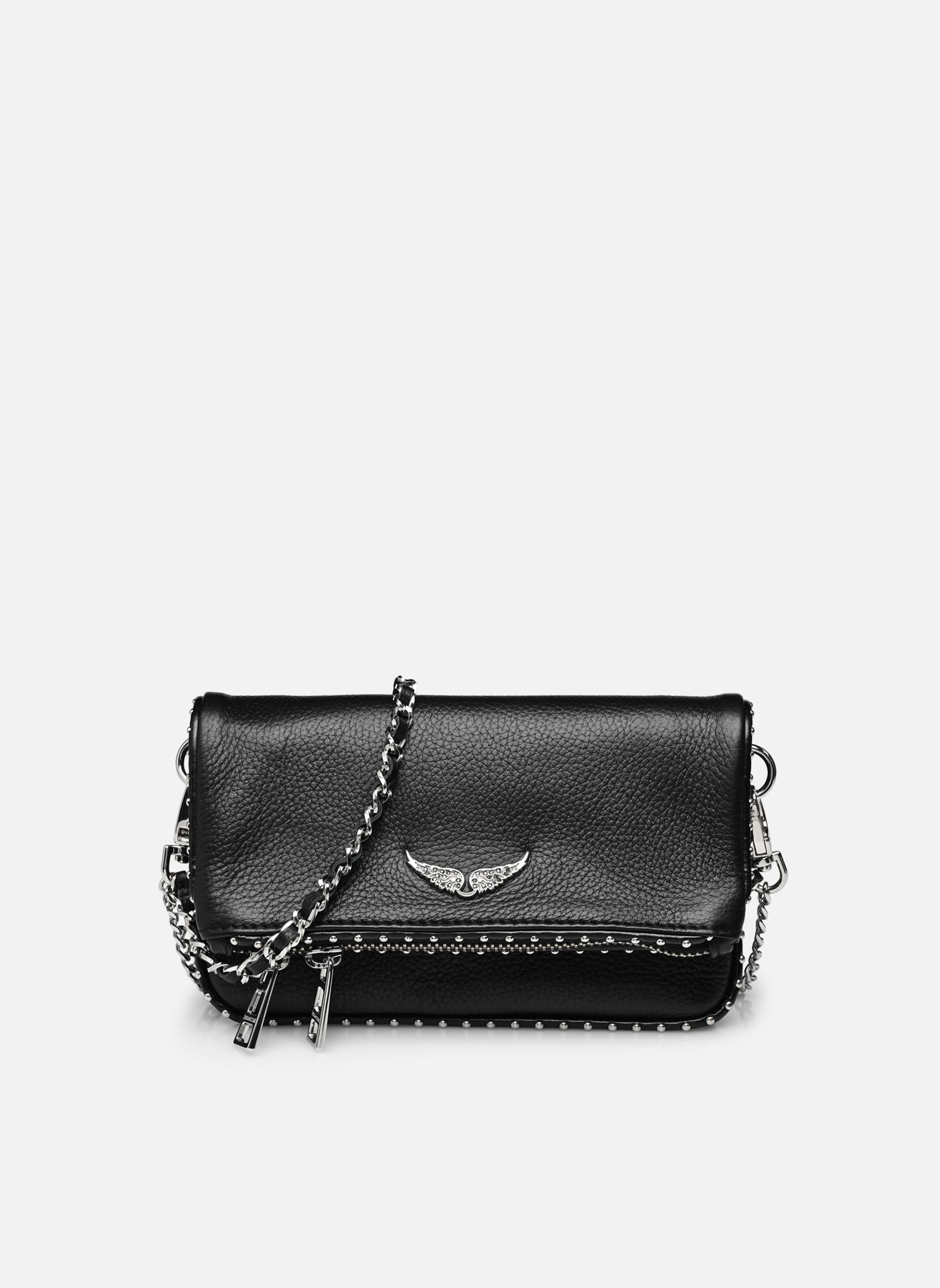 Sacs bandoulière Rock Nano Grained Leather + St femme noir Zadig & Voltaire Sacs bandoulière Rock Nano Grained Leather + St femme noir NOIR