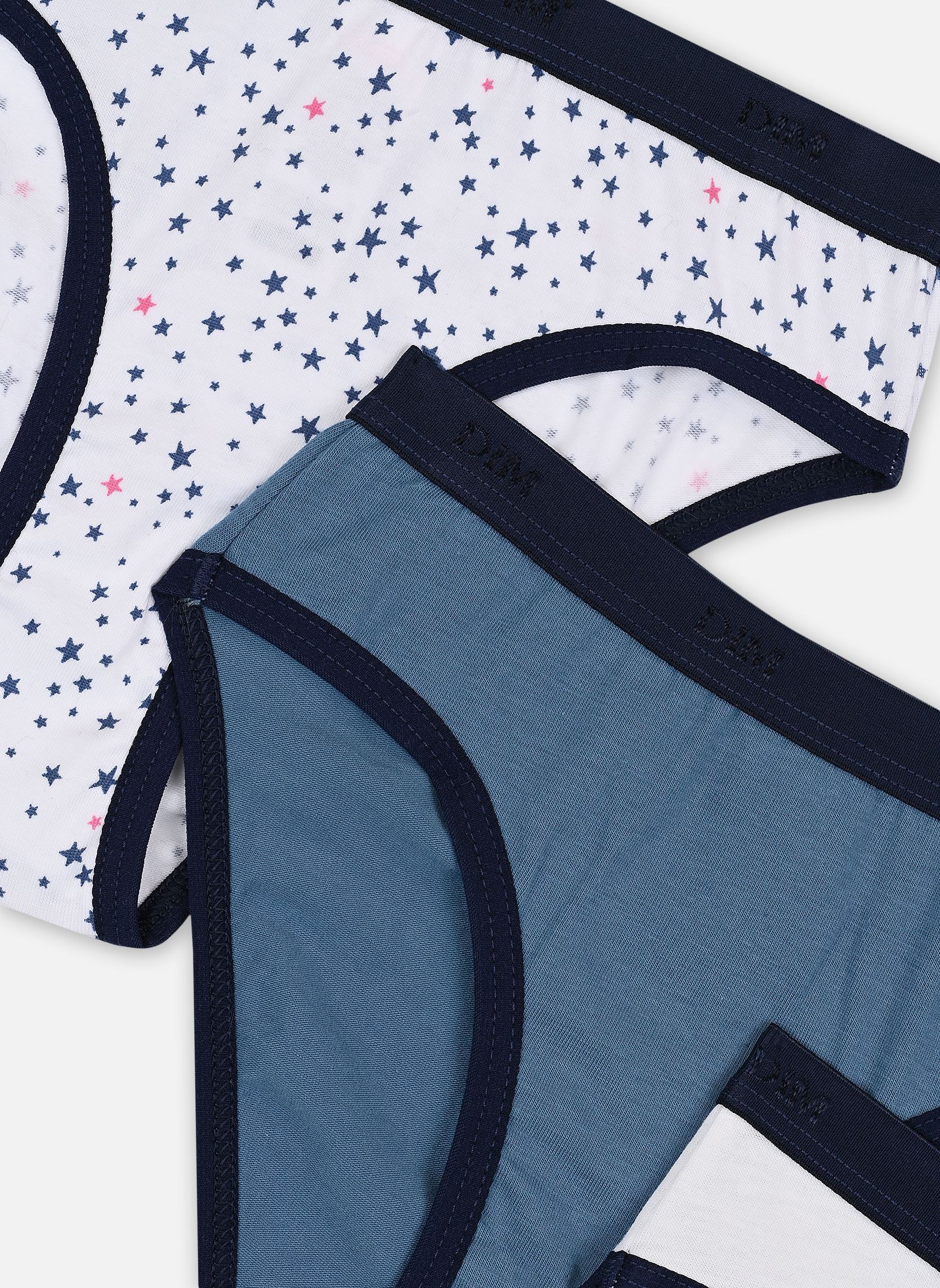 Culottes Slip Les Pockets Fille X3 fille bleu Dim Culottes Slip Les Pockets Fille X3 fille bleu STARS BLANC BLEU