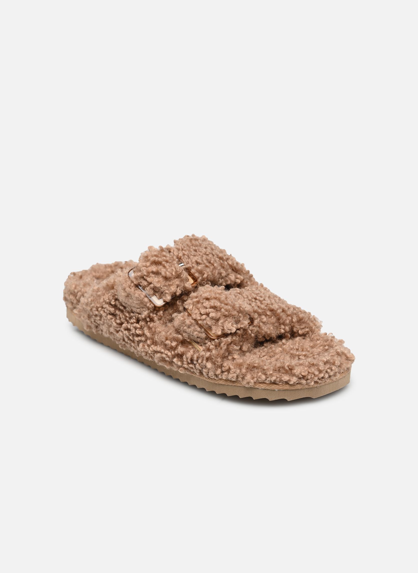 Pantofole Furry slipper plastic buckle donna marrone Colors of California Pantofole Furry slipper plastic buckle donna marrone TAN