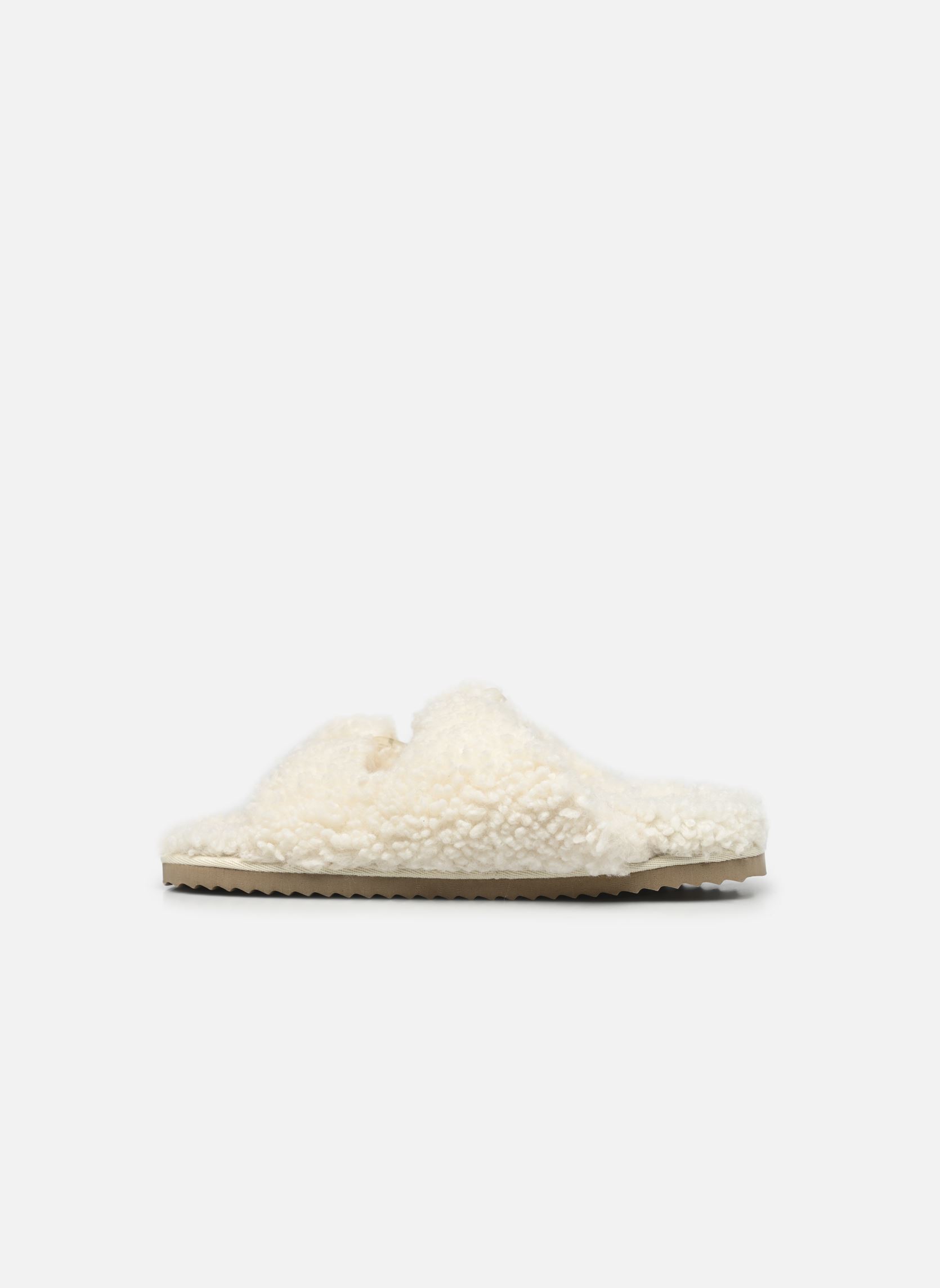 Pantoffels Furry slipper plastic buckle dames wit Colors of California Pantoffels Furry slipper plastic buckle dames wit WHITE