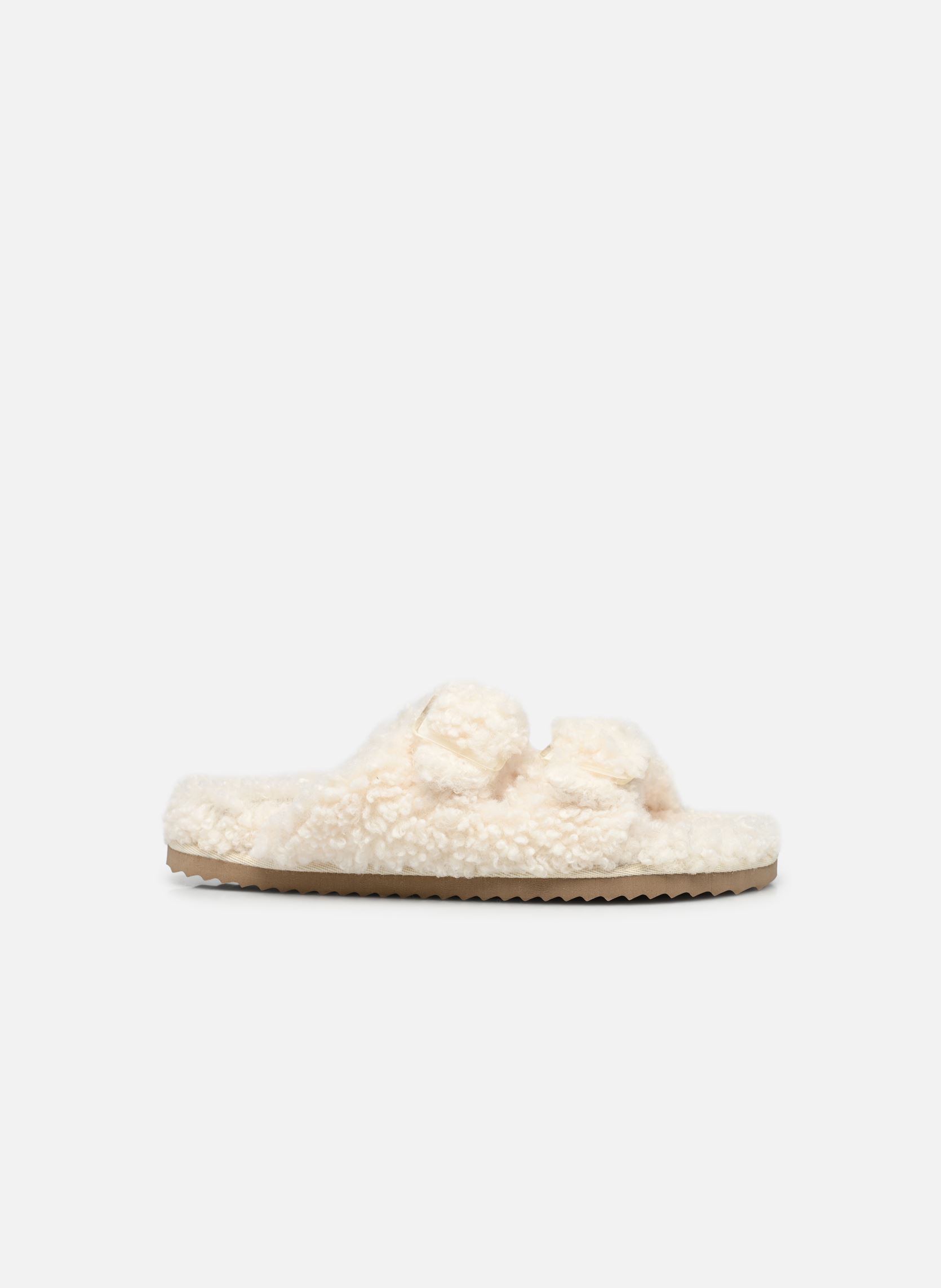 Pantoffels Furry slipper plastic buckle dames wit Colors of California Pantoffels Furry slipper plastic buckle dames wit WHITE