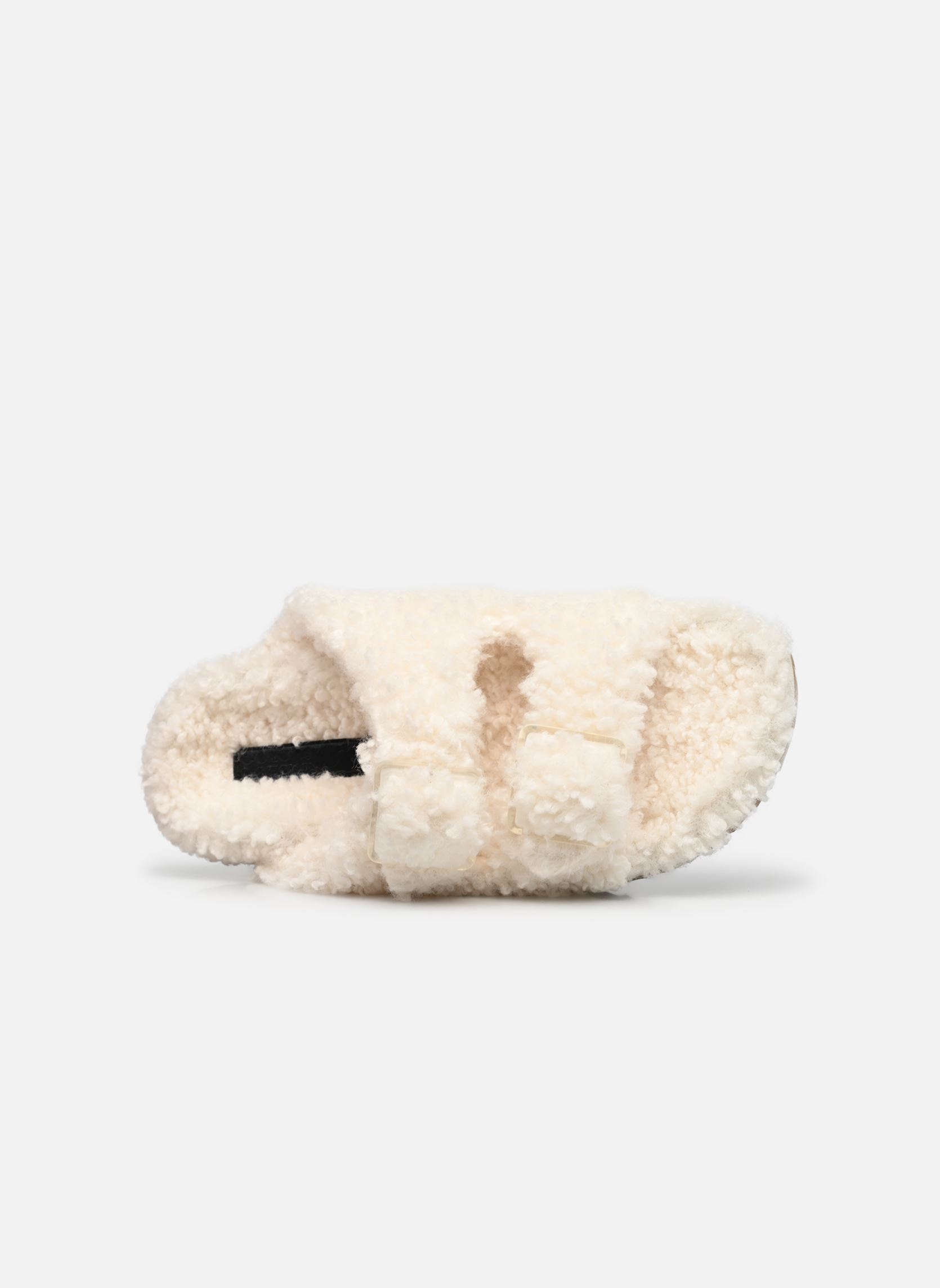 Pantoffels Furry slipper plastic buckle dames wit Colors of California Pantoffels Furry slipper plastic buckle dames wit WHITE
