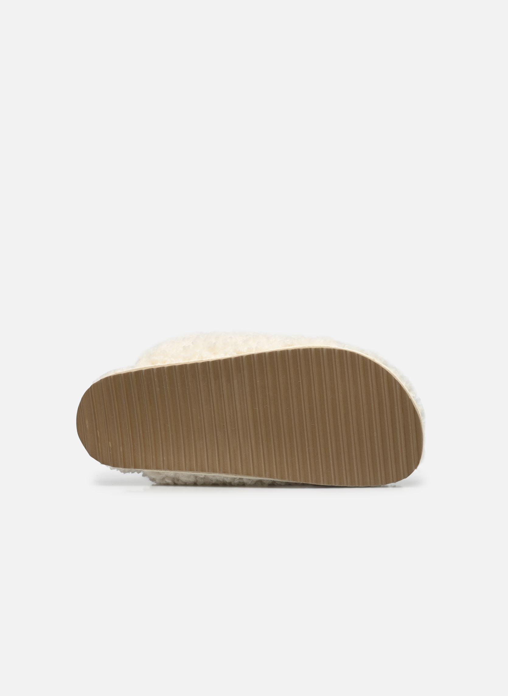 Pantoffels Furry slipper plastic buckle dames wit Colors of California Pantoffels Furry slipper plastic buckle dames wit WHITE