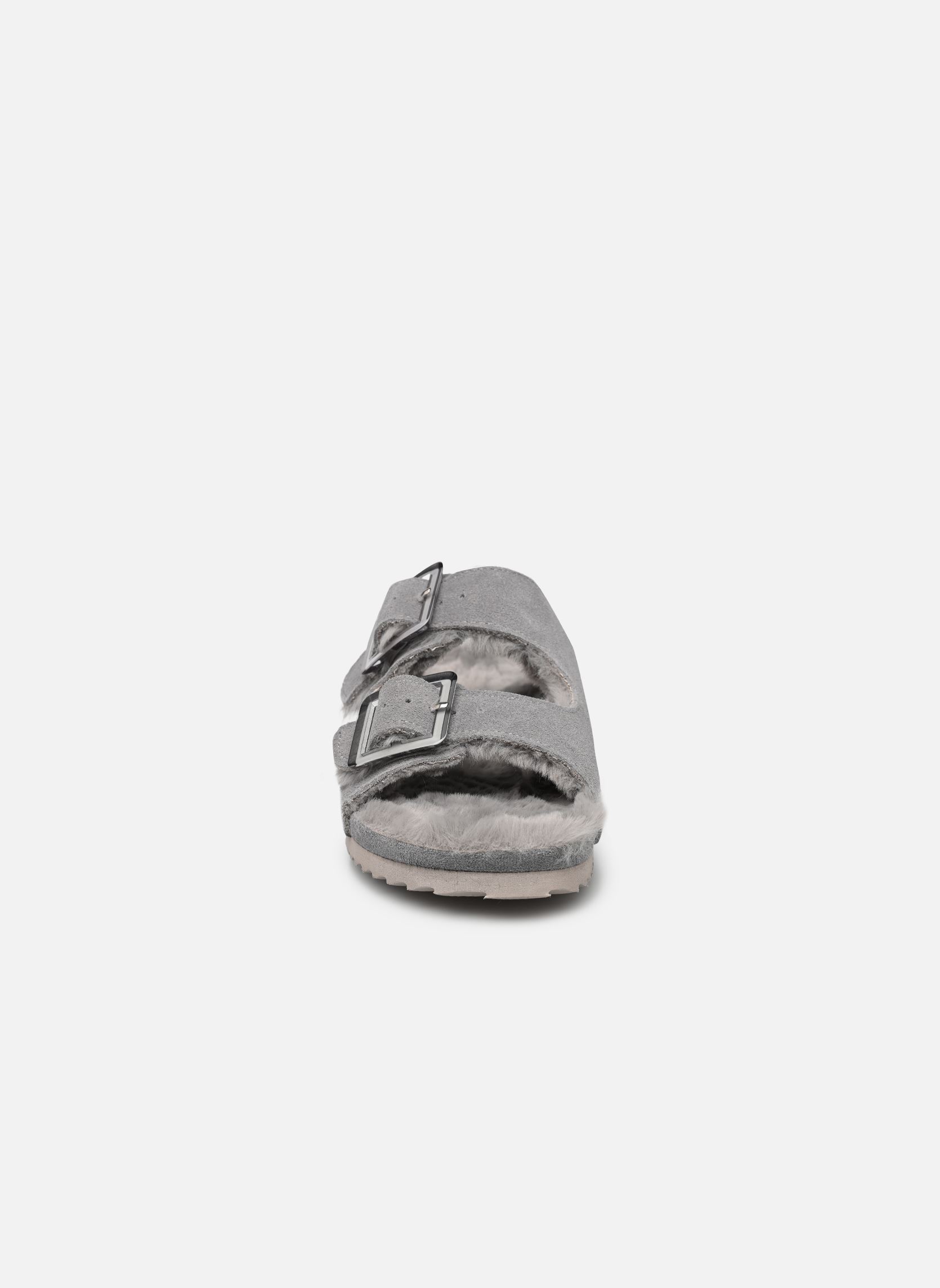 Hausschuhe Suede furry bio 2 buckles damen grau Colors of California Hausschuhe Suede furry bio 2 buckles damen grau GREY